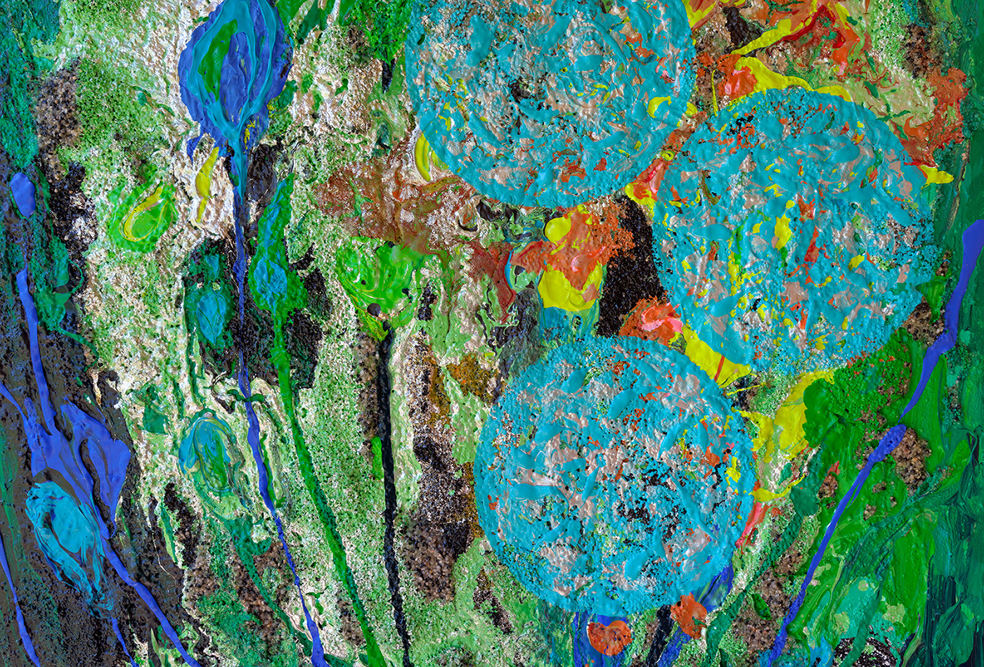 Louange 28, détail, acrylique, sable et pigments métalliques sur toile, 80x60 cm.