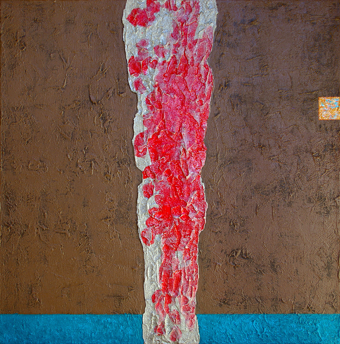 Prologue 02, acrylique, sable et pigments métalliques sur toile, 60x60 cm.
