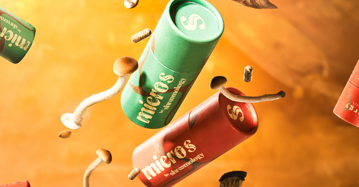 Storybard Shot 4 - Camera reveals products next to mushrooms and pill capsules