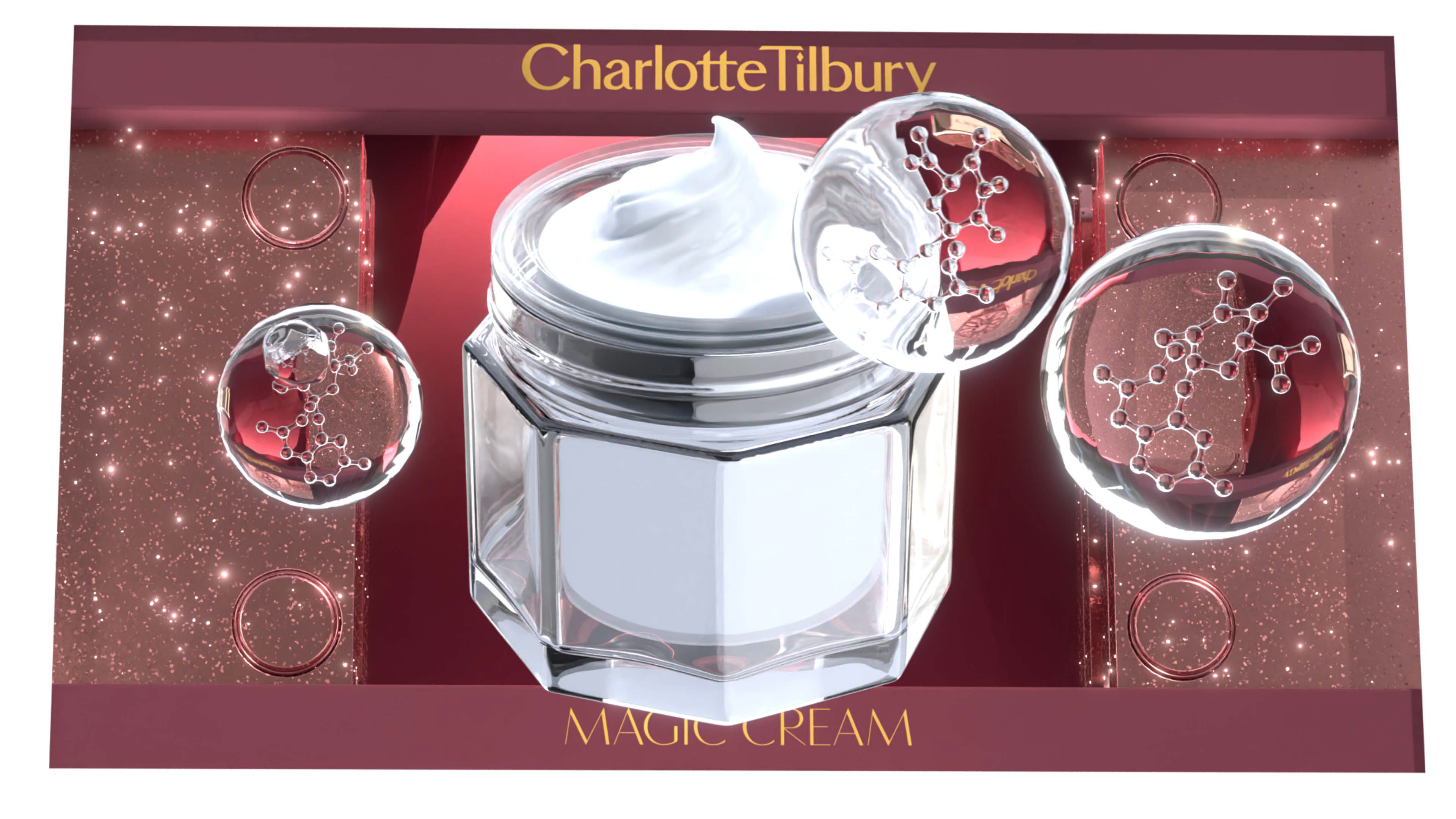 a final look of the hyuralonic acid molecules that orbit the Magic Cream.