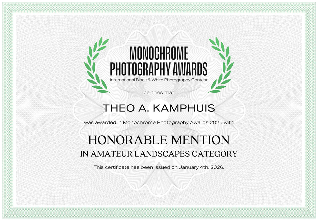 'Monochrome Photography Awards 2025' certificate