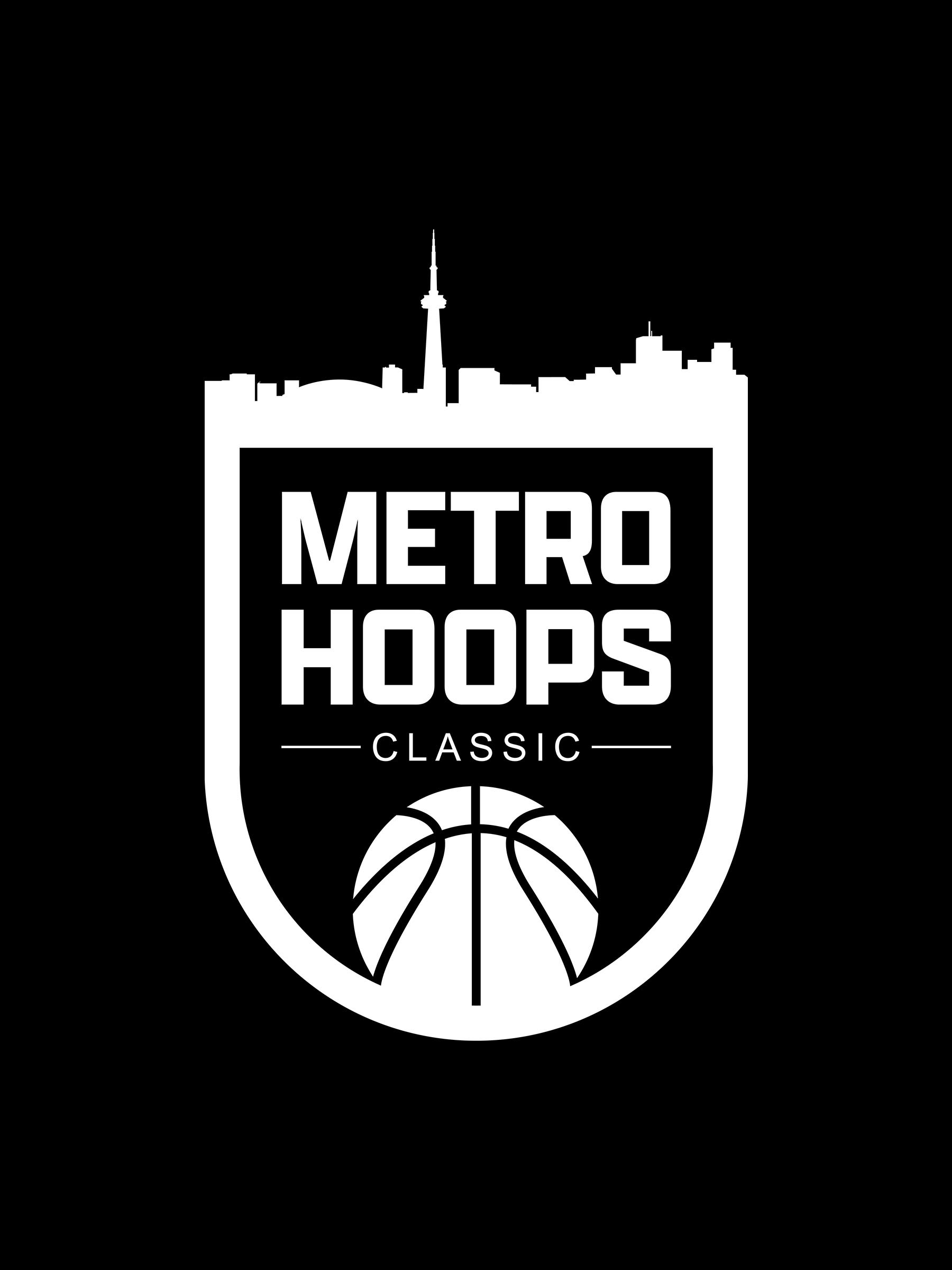 Metro Hoops Classic logo created for rivalry games between Toronto Metropolitan University and the University of Toronto.