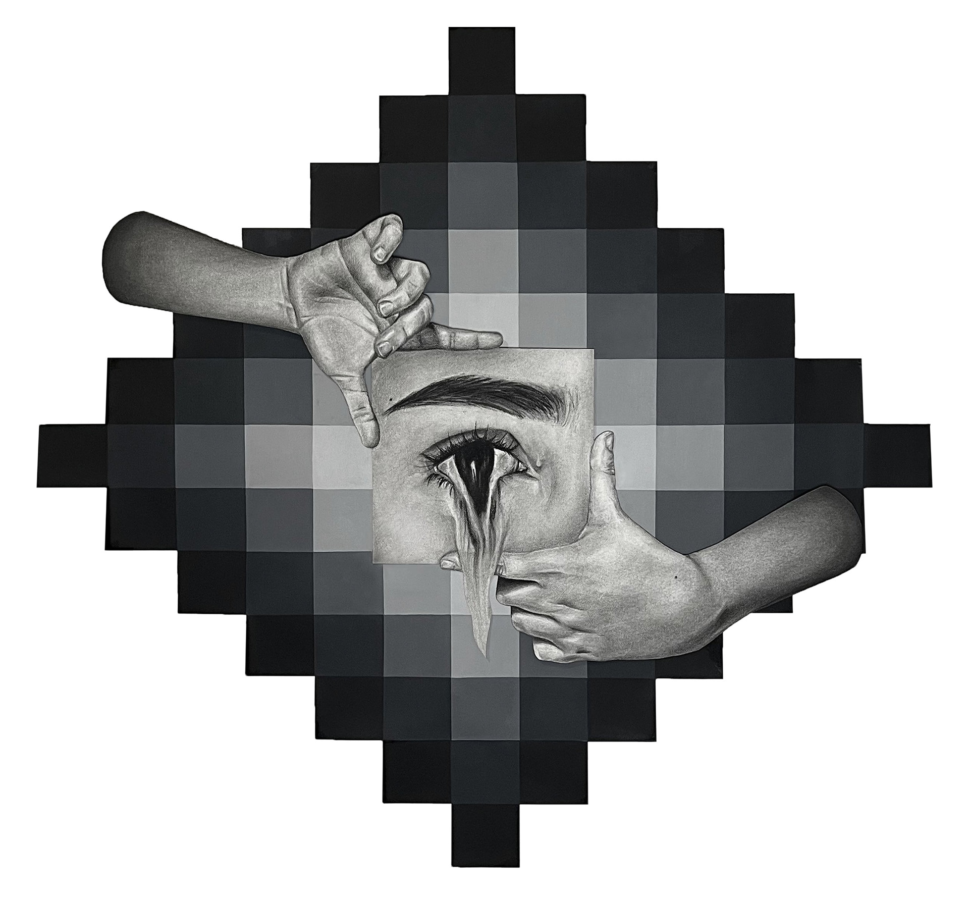 Charcoal and acrylic on paper, 31 x 35 in.