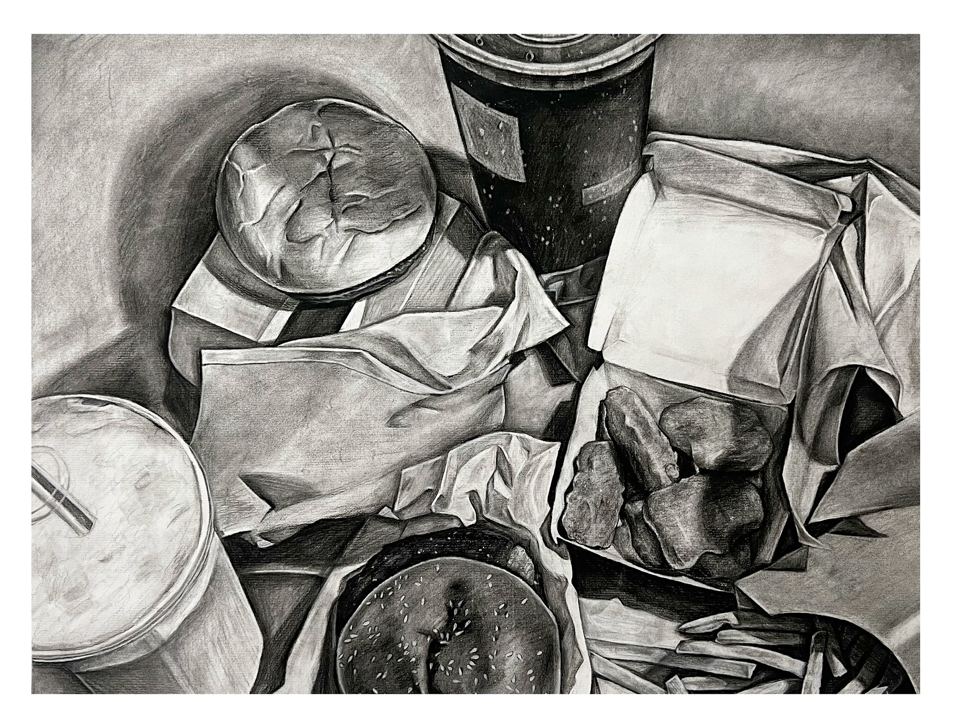 Charcoal on paper, 18 x 24 in.