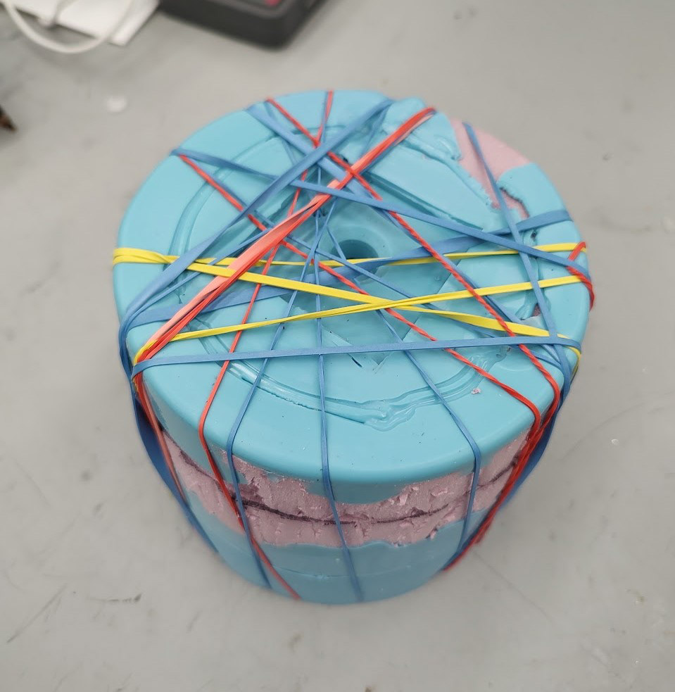 Silicone mold prepared for urethane pouring