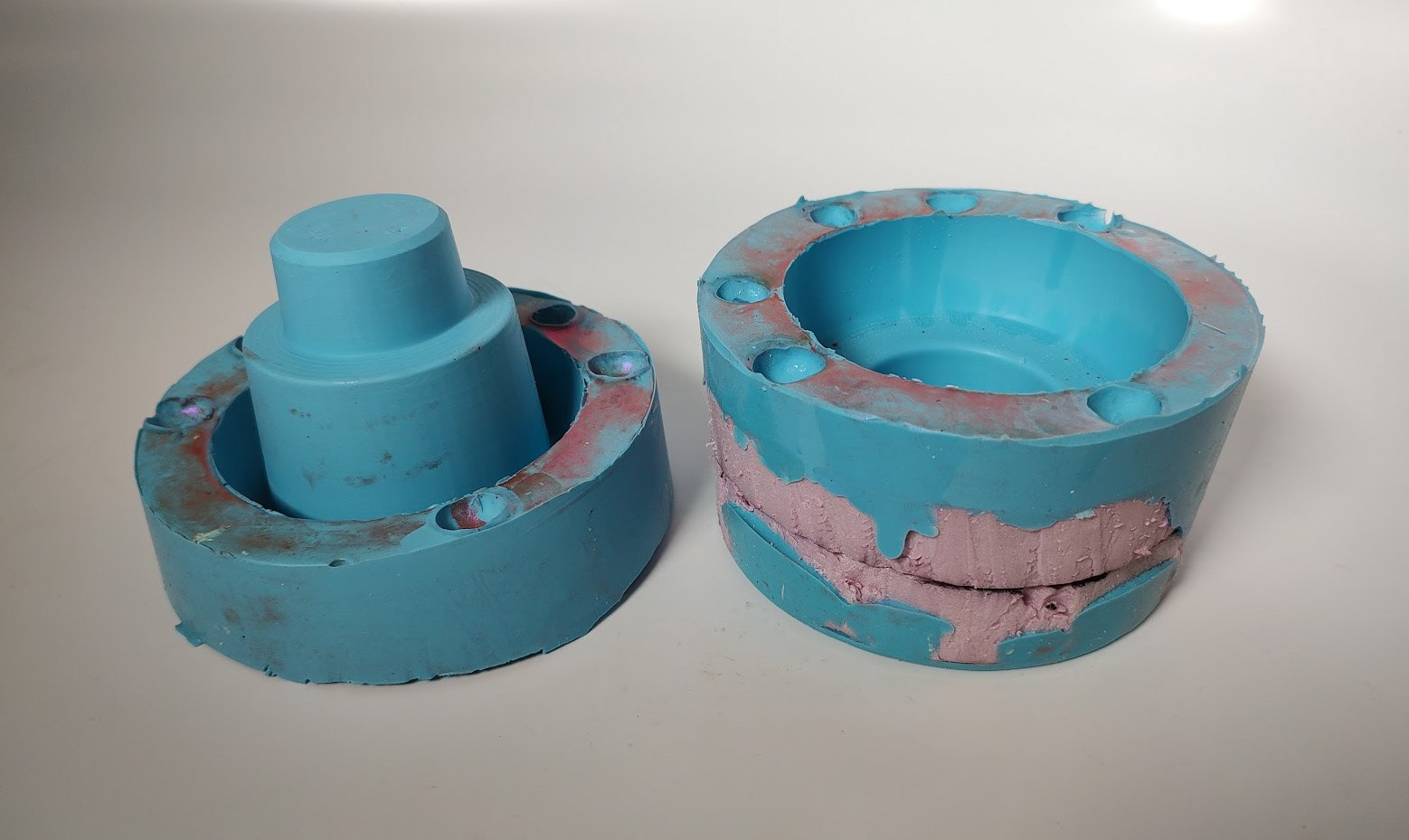 Both halves of the silicone mold