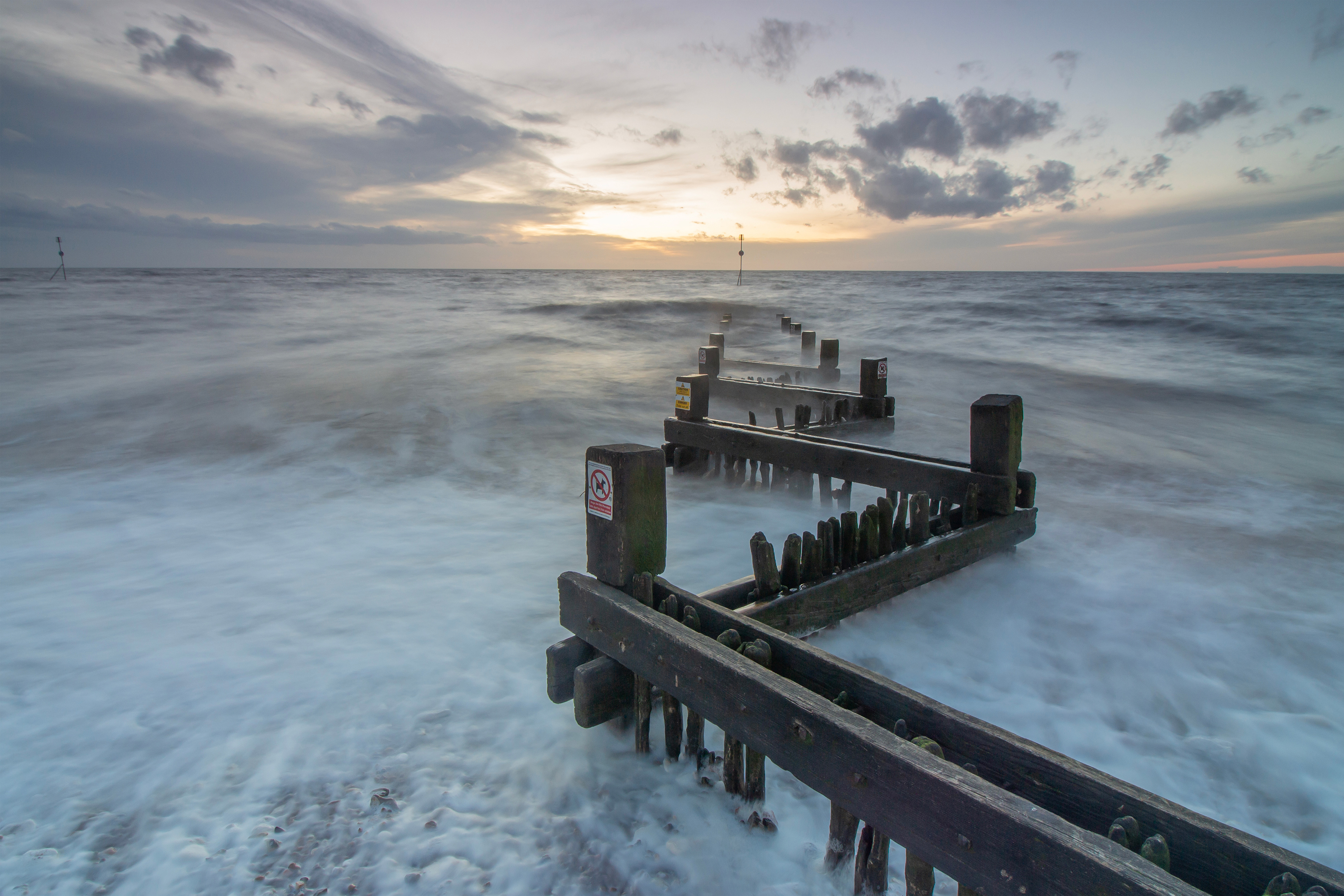 Groynes at Sunset Hunstanton by Moira McAneny