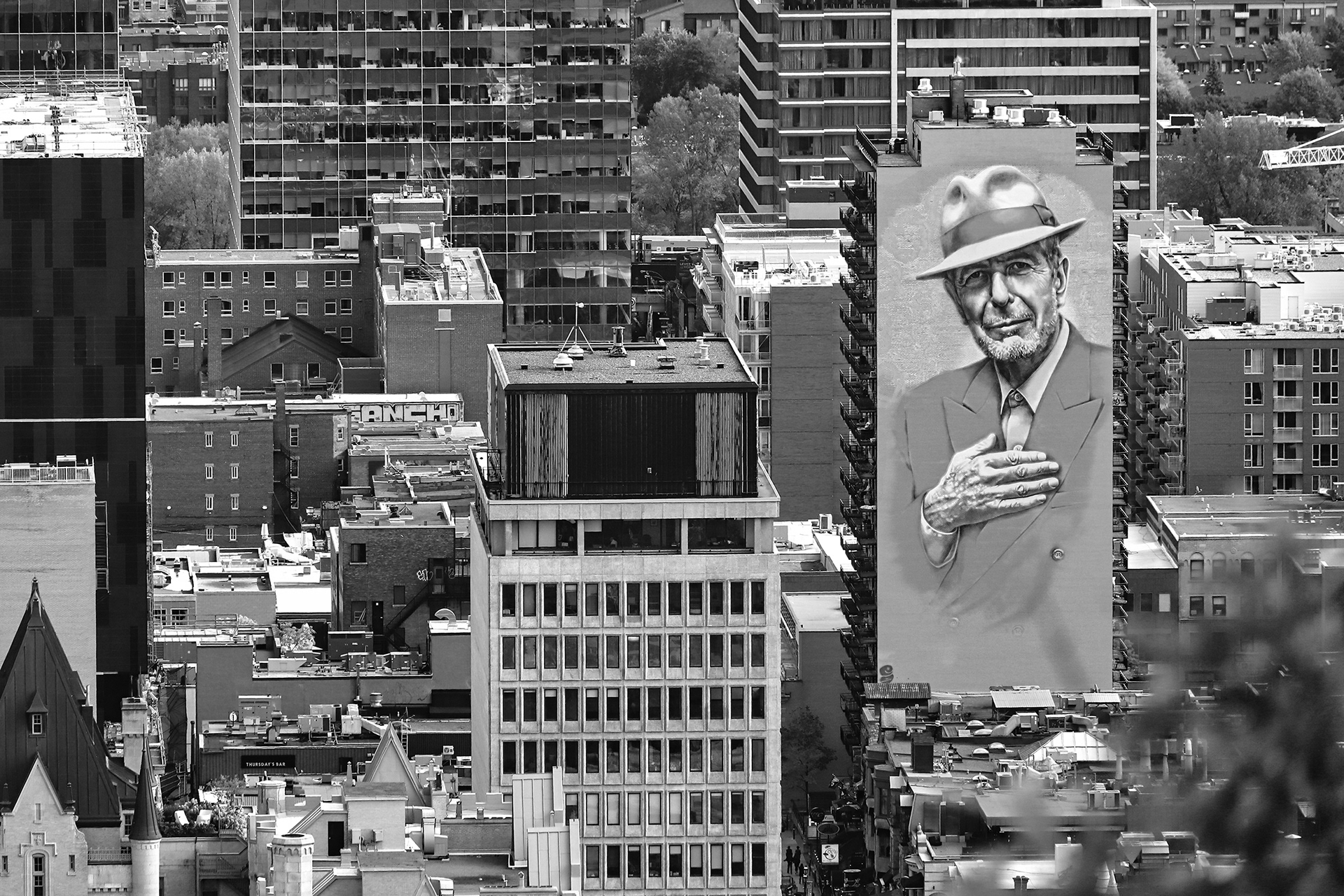 Murale de Leonard Cohen sur la rue Crescent