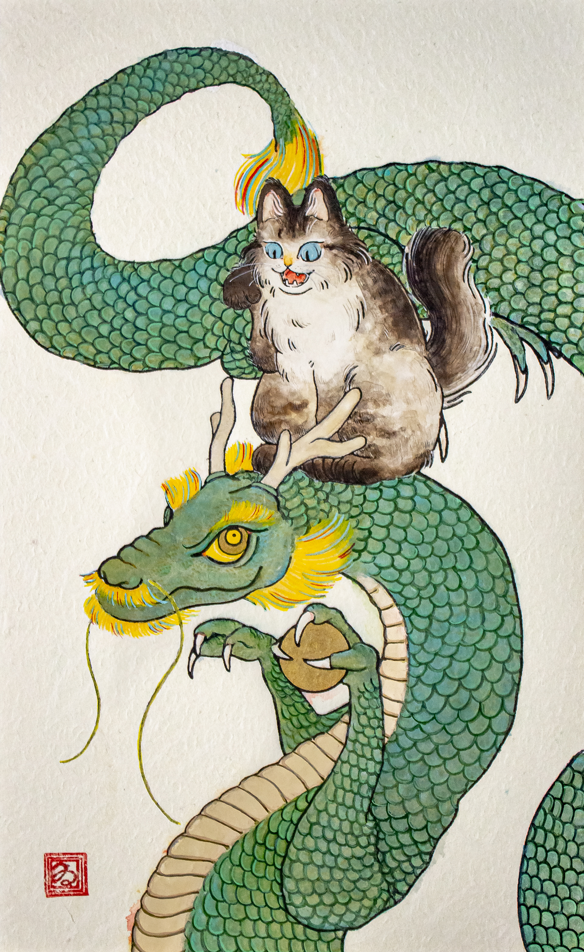 招く猫、齎らす龍(220×350)