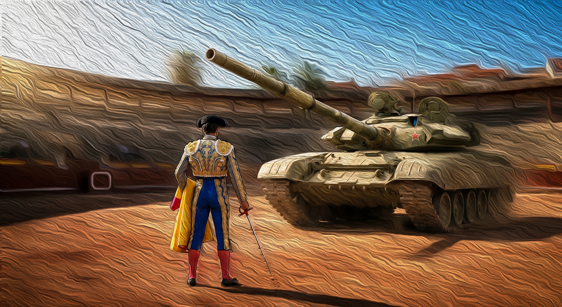Digital painting of a mythic matador from the Gods and Monsters series by visual artist Richard Rosenbaum