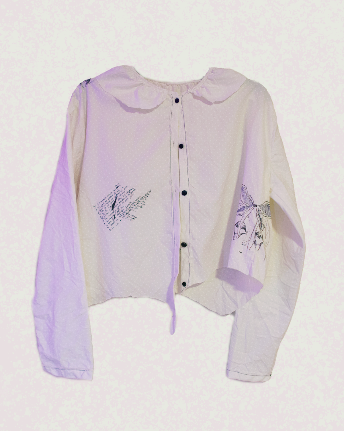 Repurposed sheets into a button-up, then doodled a bit :)