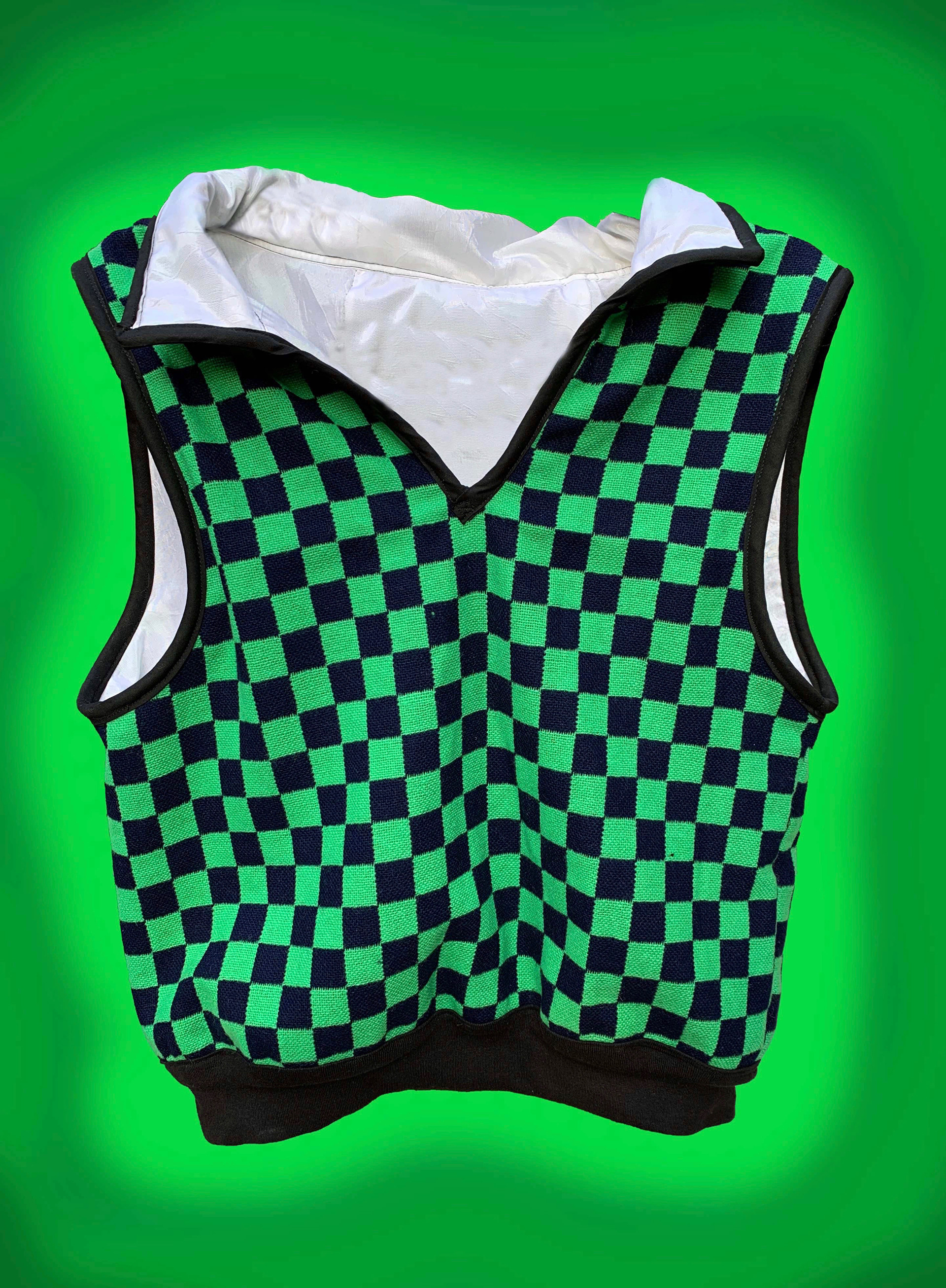 Fabric from my grandma, and silk for the lining: a sweater vest that everyone compares to Kamado Tanjiro.