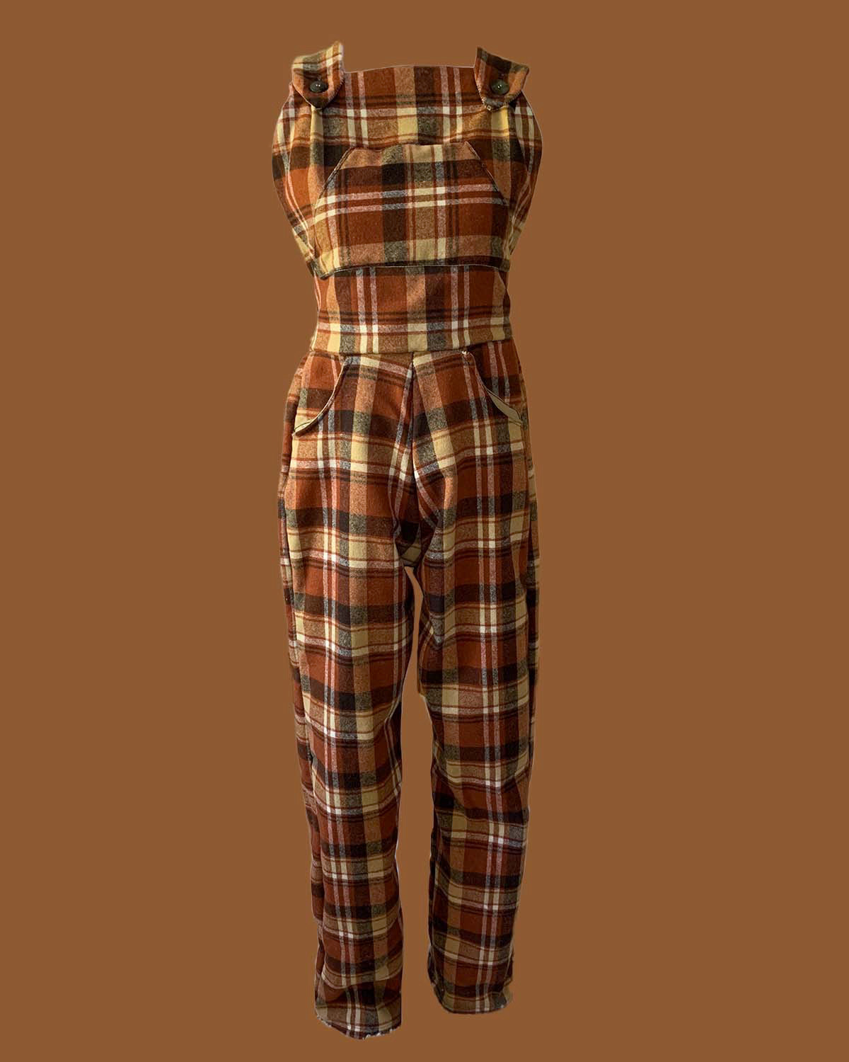 second-hand fabric turned into overalls.