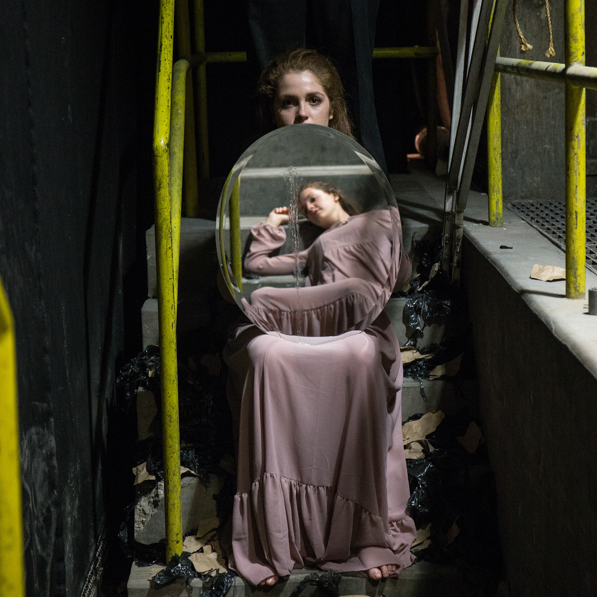 A Mirror / Peach: Elise Rose Martin (holding mirror)
