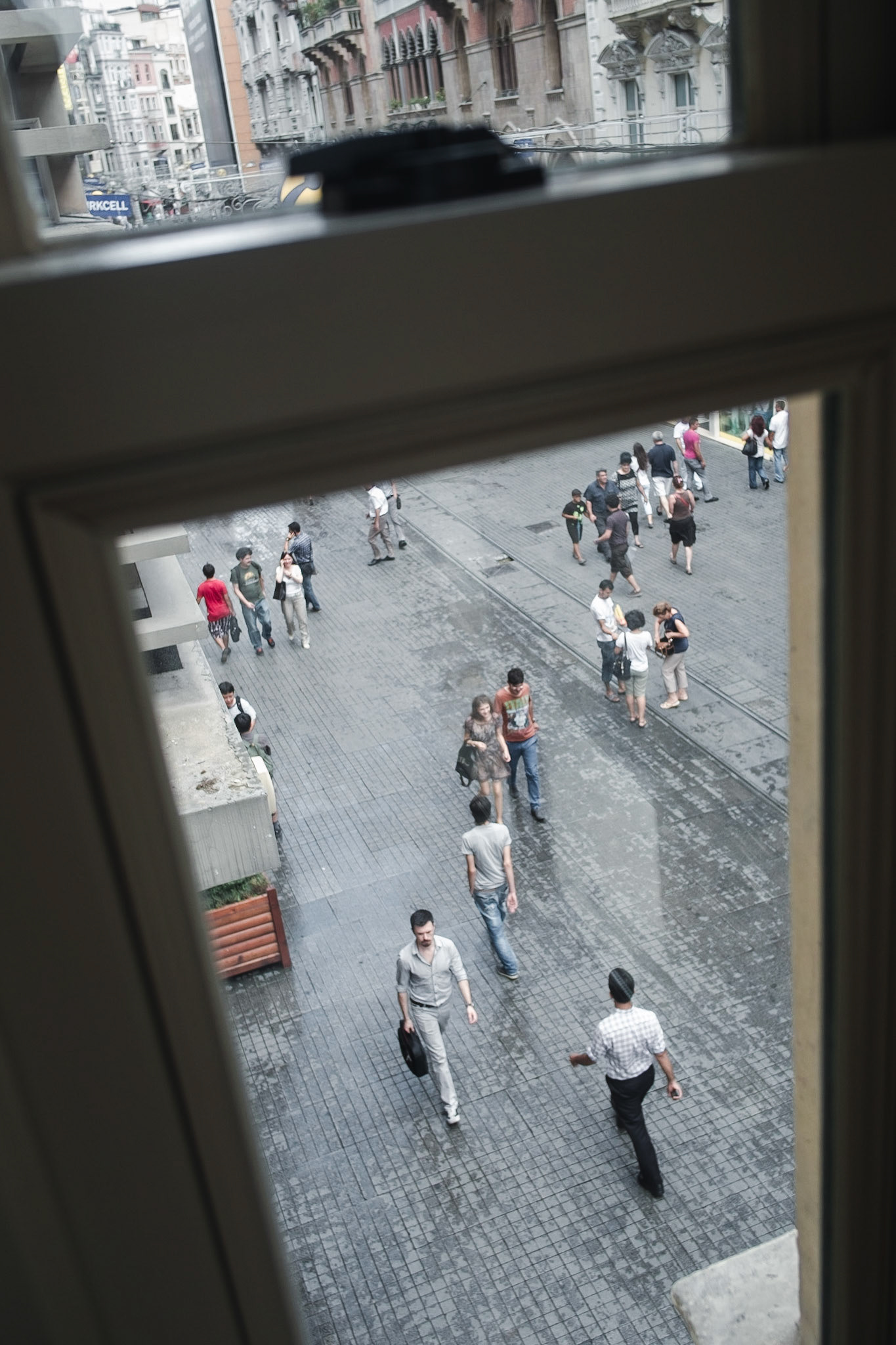 A view of Istiklal Ave from the 3rd floor. The six-story SALT building dates back to the 19th century and was originally known as the Siniossoglou Apartments.
