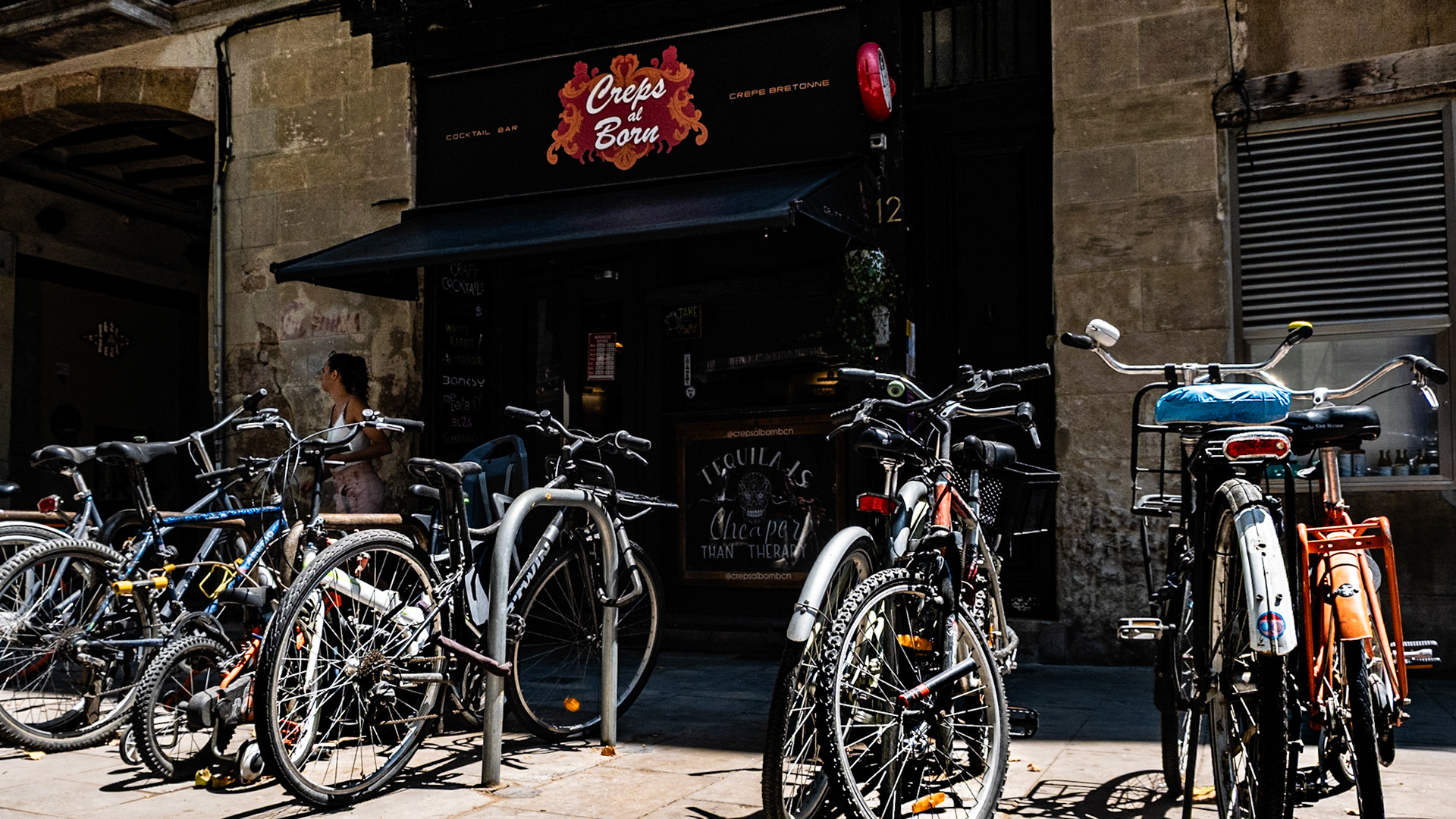 Bikes are extremeley popular in historic centers of Barcelona and can be found virutally everywhere