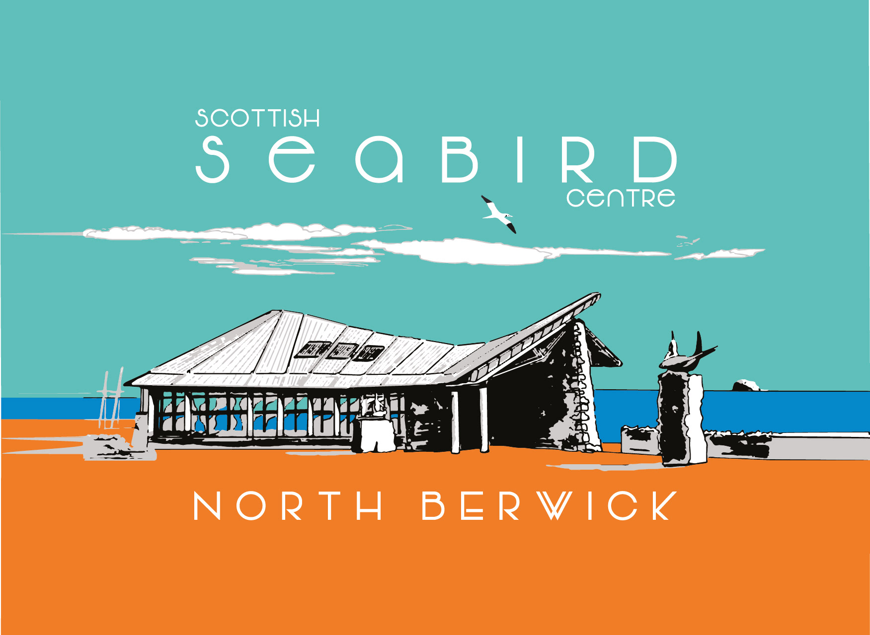 Eddscape Commission, merchandise design, magnet and card artwork, scottish seabird centre, north Berwick, Scotland