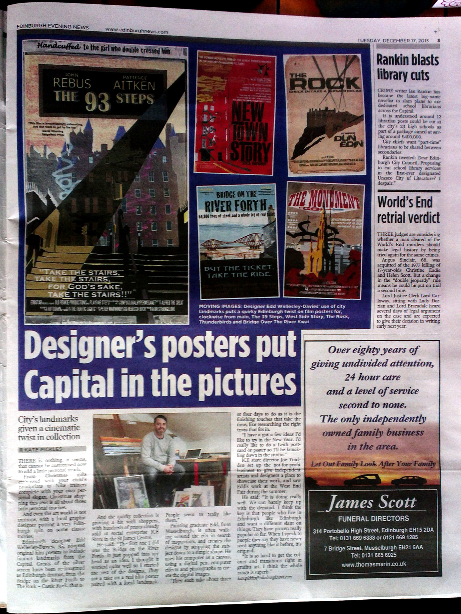 Eddscape, newspaper feature, edinburgh evening post, Scotland