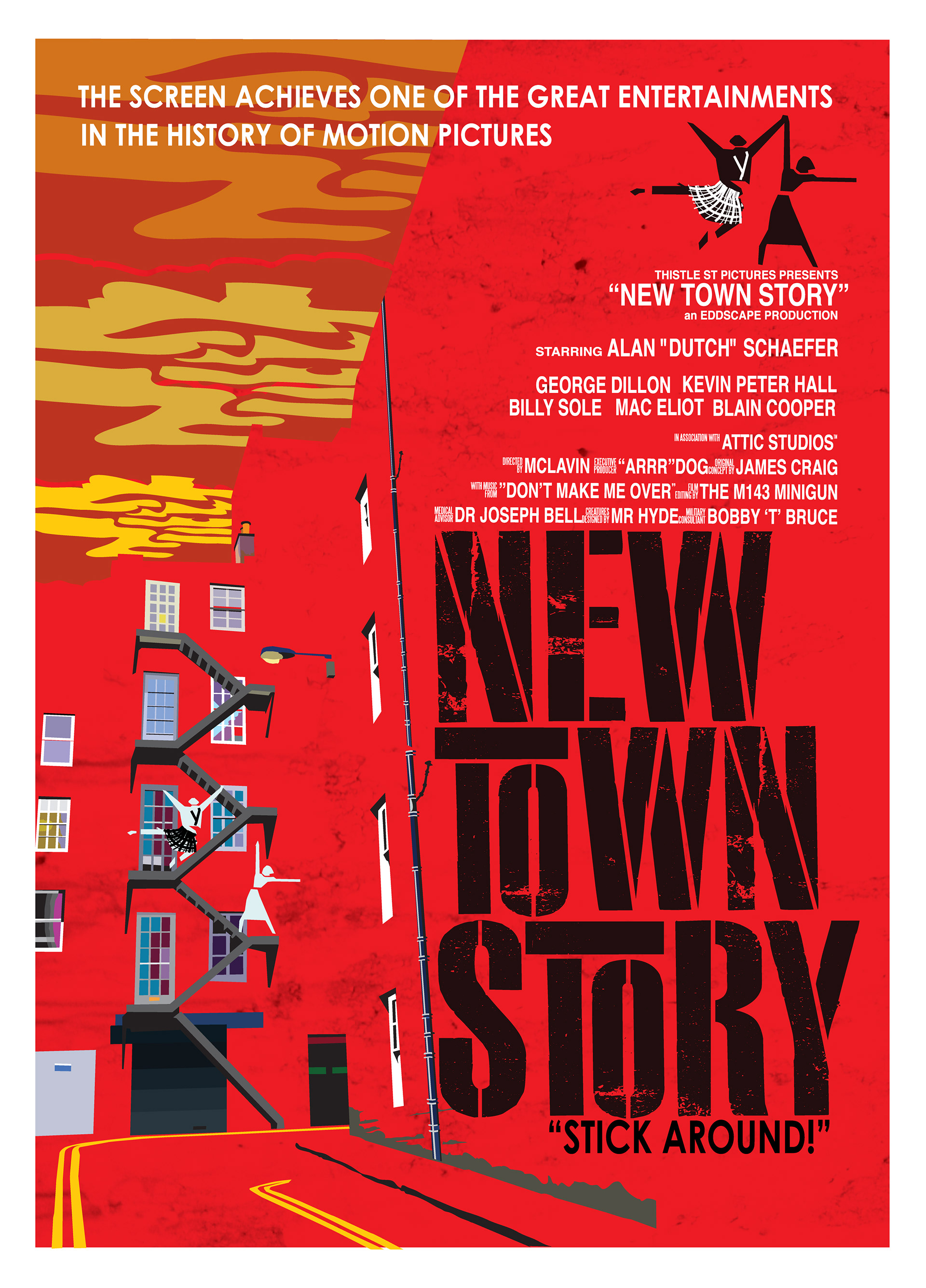 New Town Story - New Town, Edinburgh, Edinburgh, Scotland, Movie Poster Art, Giclee Print, Wall Art, made up movies,  pop culture, local history, landmarks, West Side Story
