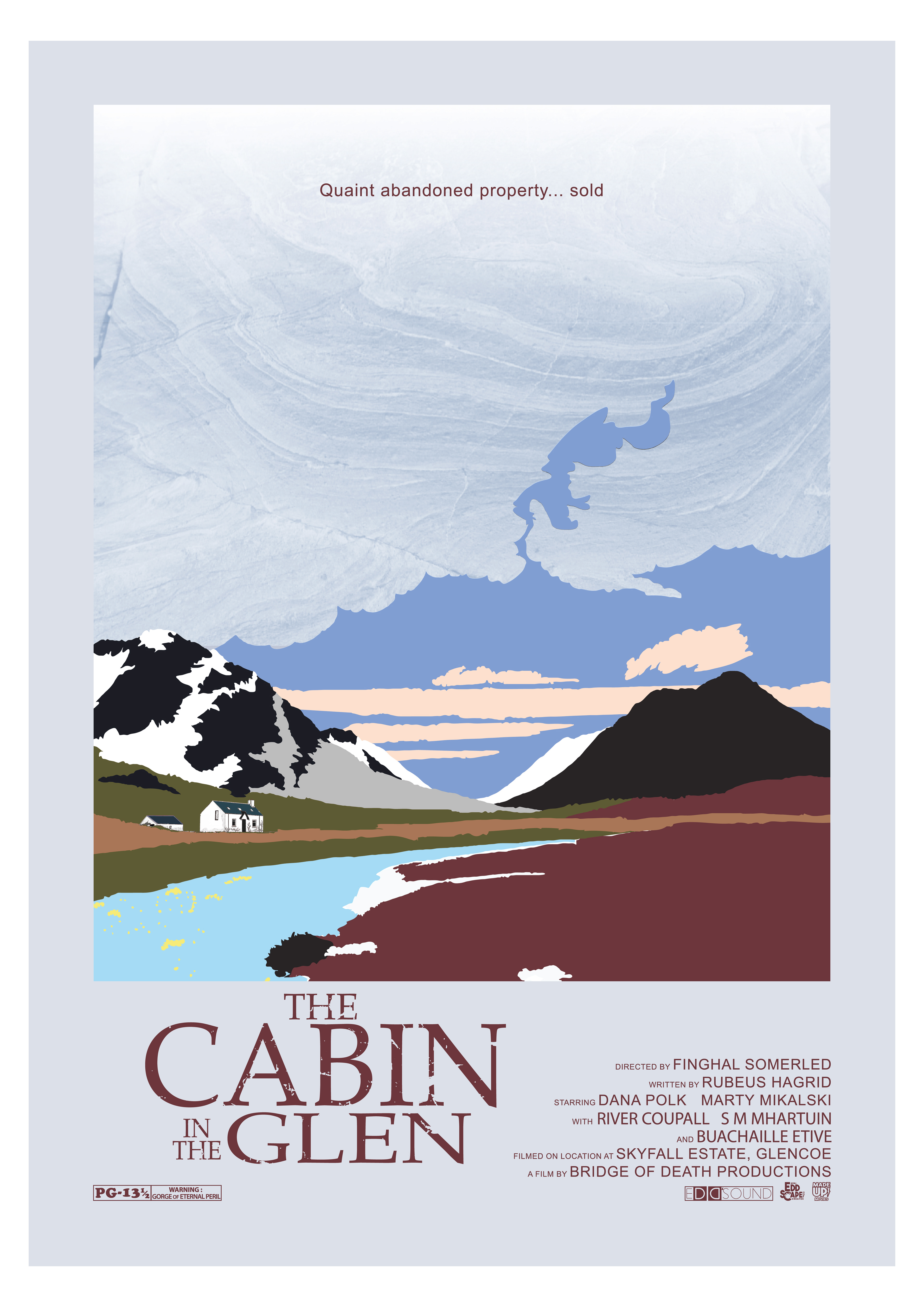 The Cabin In The Glen - Glen Coe, The Highlands, Scotland, Movie Poster Art, Giclee Print, Wall Art, made up movies,  pop culture, local history, landmarks