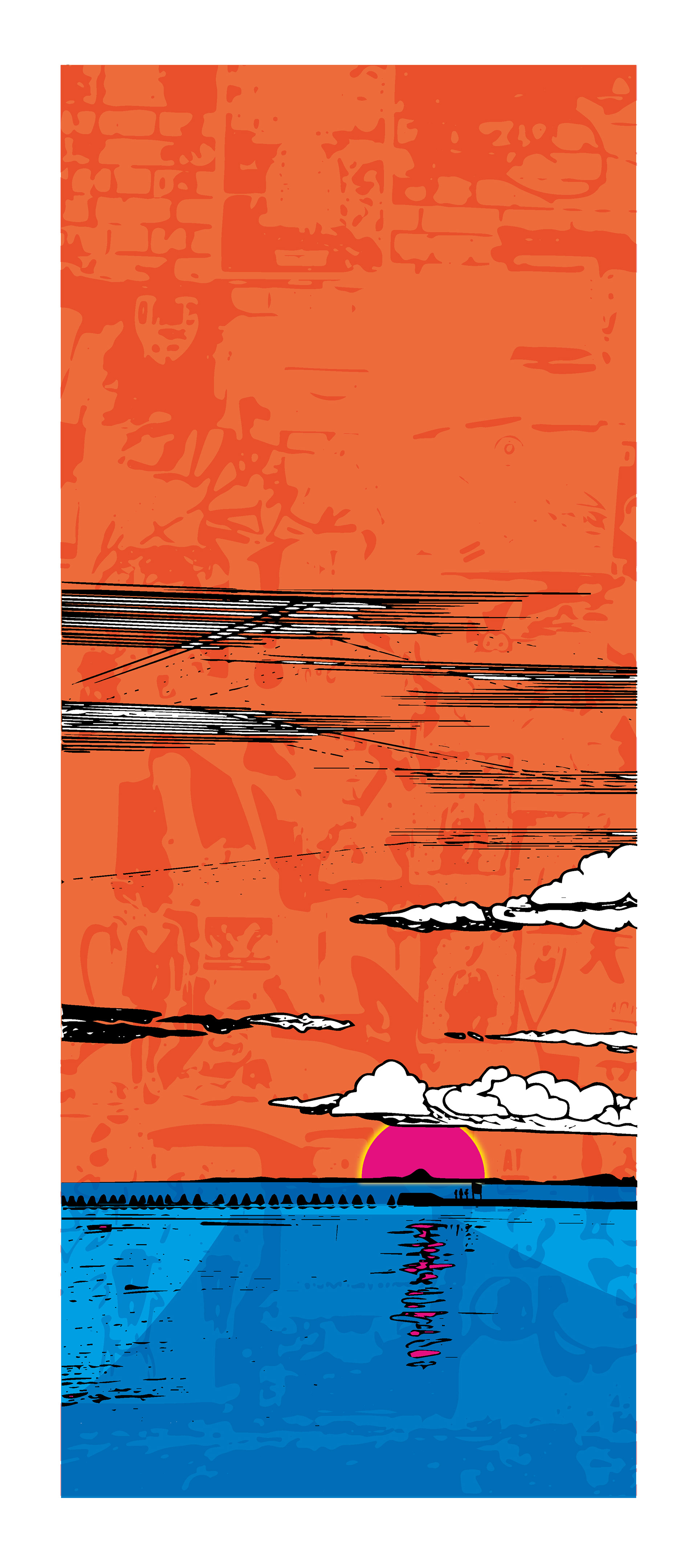 Causeway Hightop - Cramond, Edinburgh, Scotland. Mixed-media wall art print. Eddscape Creates, vertorama, landscape, sunset, the forth river