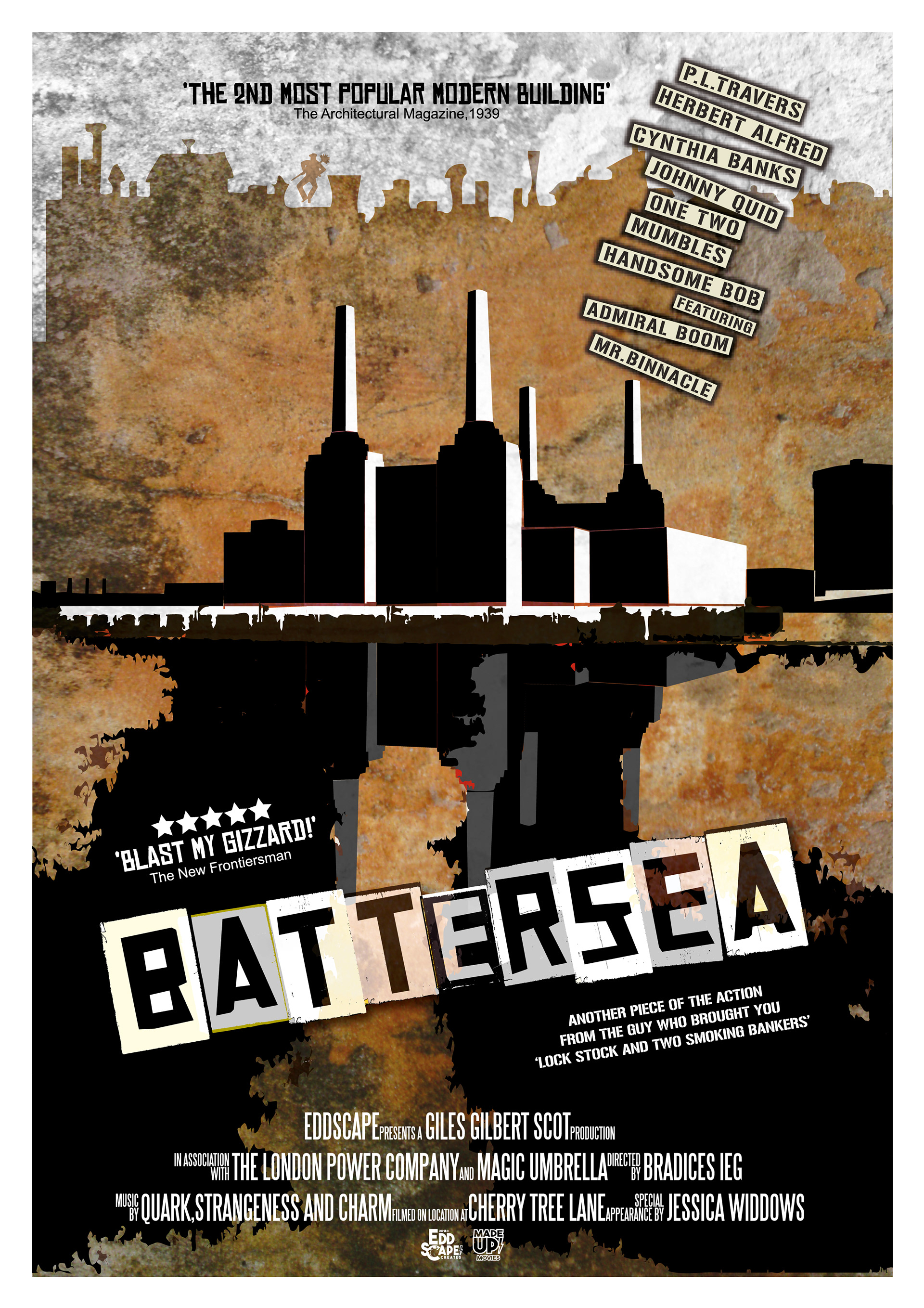 Battersea - power station, river thames, England, Movie Poster Art, Giclee Print, Wall Art, made up movies,  pop culture, local history, landmarks