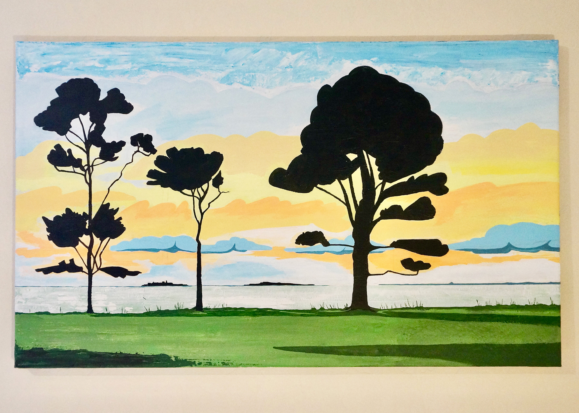 The 3 Trees - Islands in the Forth, Edinburgh,  Acrylic painting on canvas, original art