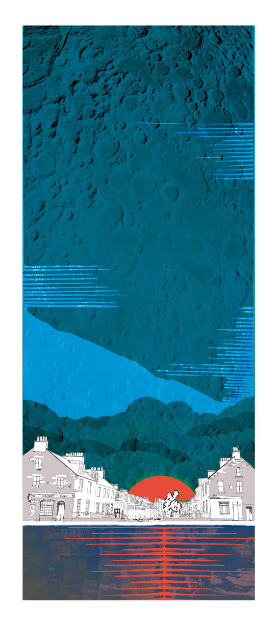 Colony Sunset - Abbeyhill, Edinburgh, Scotland. Mixed-media wall art print. Eddscape Creates, Vertorama, Cityscape