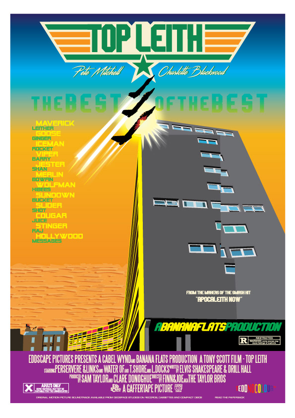 Top Leith - Leith, edinburgh, Edinburgh, Scotland, Movie Poster Art, Giclee Print, Wall Art, made up movies, pop culture, local history, landmarks, Banana Flats, Top Gun