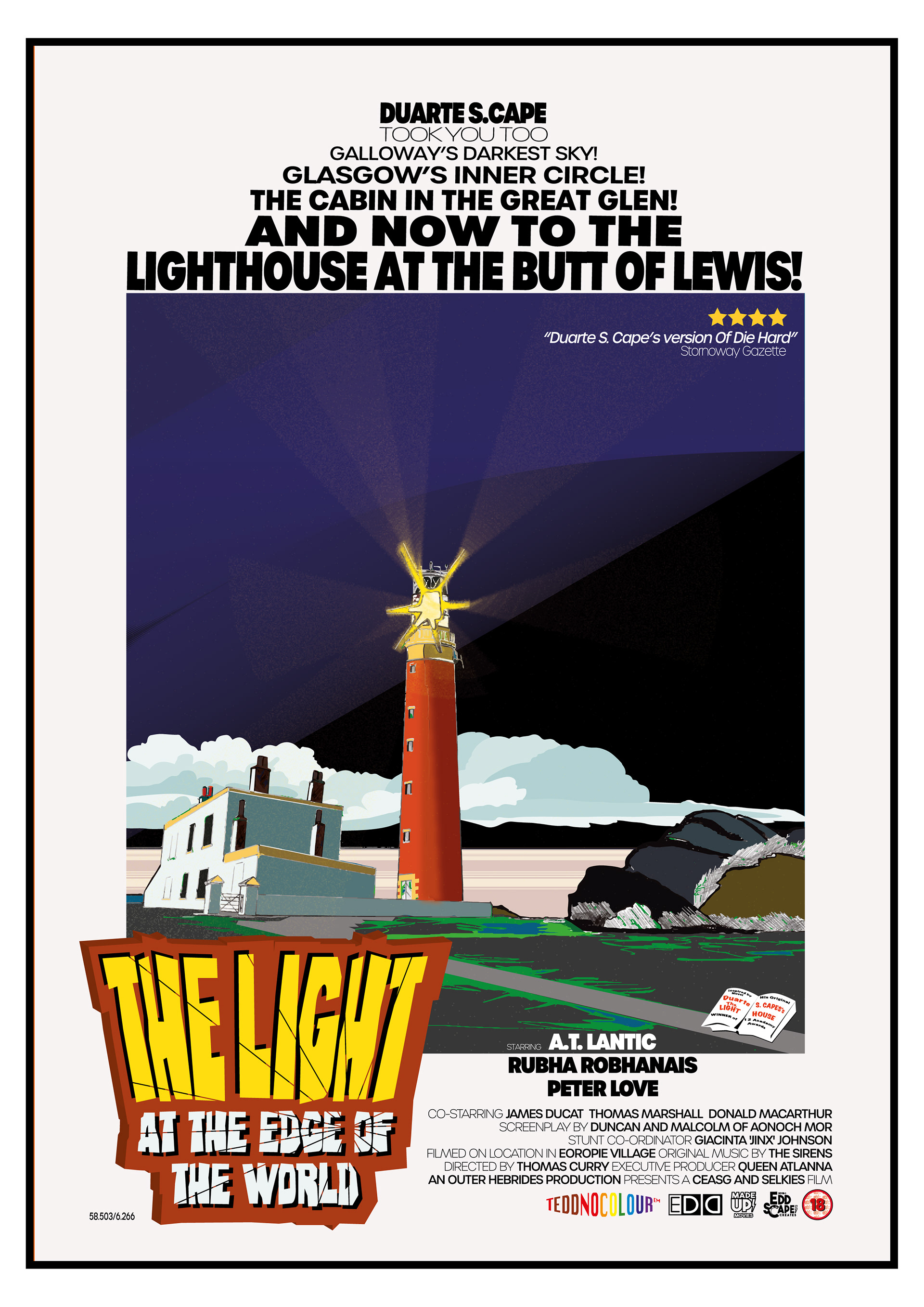 The Light At The Edge Of The World - Lewis, Outer Hebrides, Scotland, Movie Poster Art, Giclee Print, Wall Art, made up movies,  pop culture, local history, landmarks, lighthouse