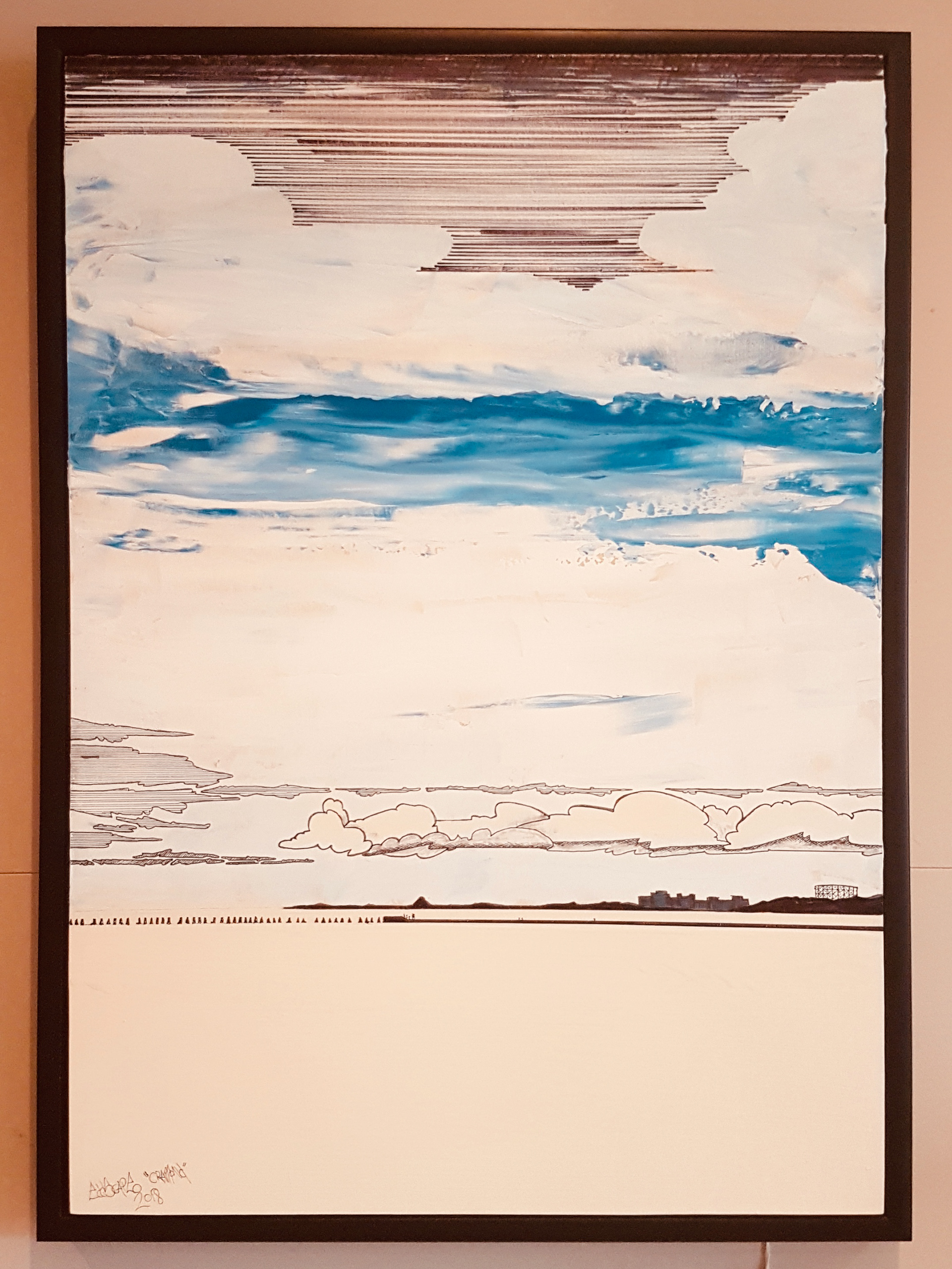 Cramond Causeway - Edinburgh, Scotland, Acrylic painting on canvas, original art 