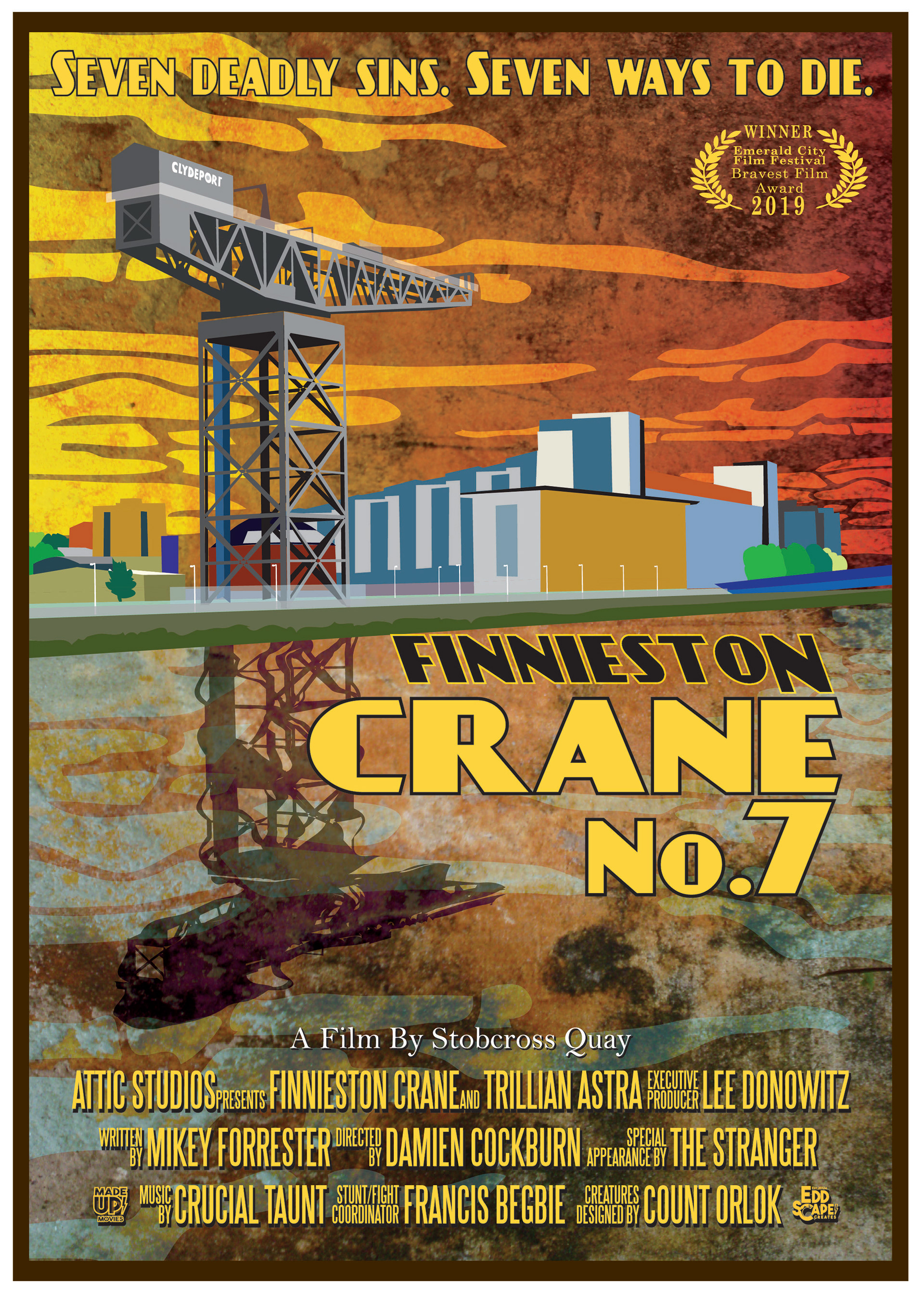 Crane No.7 - Finnieston Crane, Glasgow, Edinburgh, Scotland, Movie Poster Art, Giclee Print, Wall Art, made up movies, pop culture, local history, landmarks