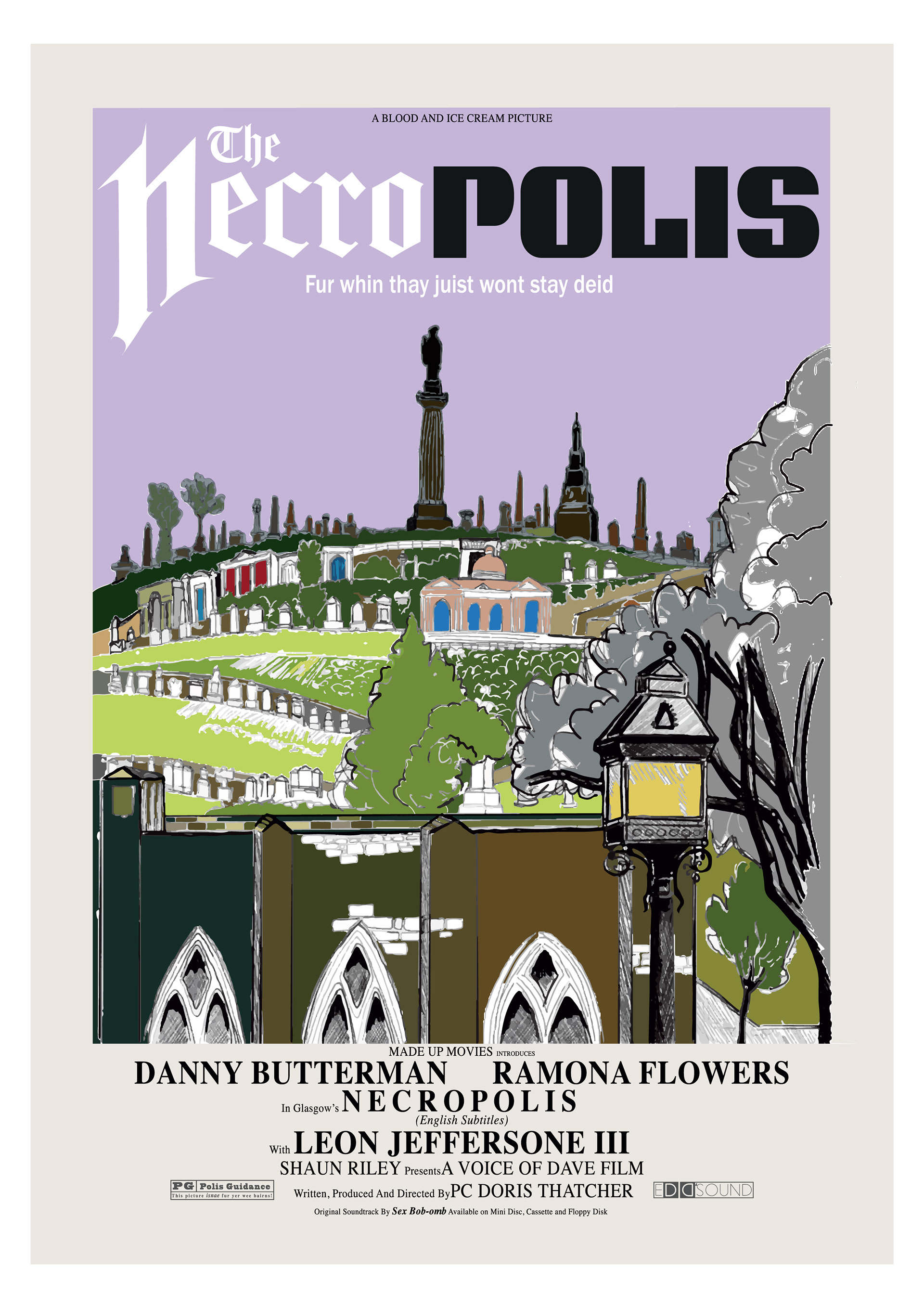 The NecroPolis - Glasgow, Edinburgh, Scotland, Movie Poster Art, Giclee Print, Wall Art, made up movies, pop culture, local history, landmarks