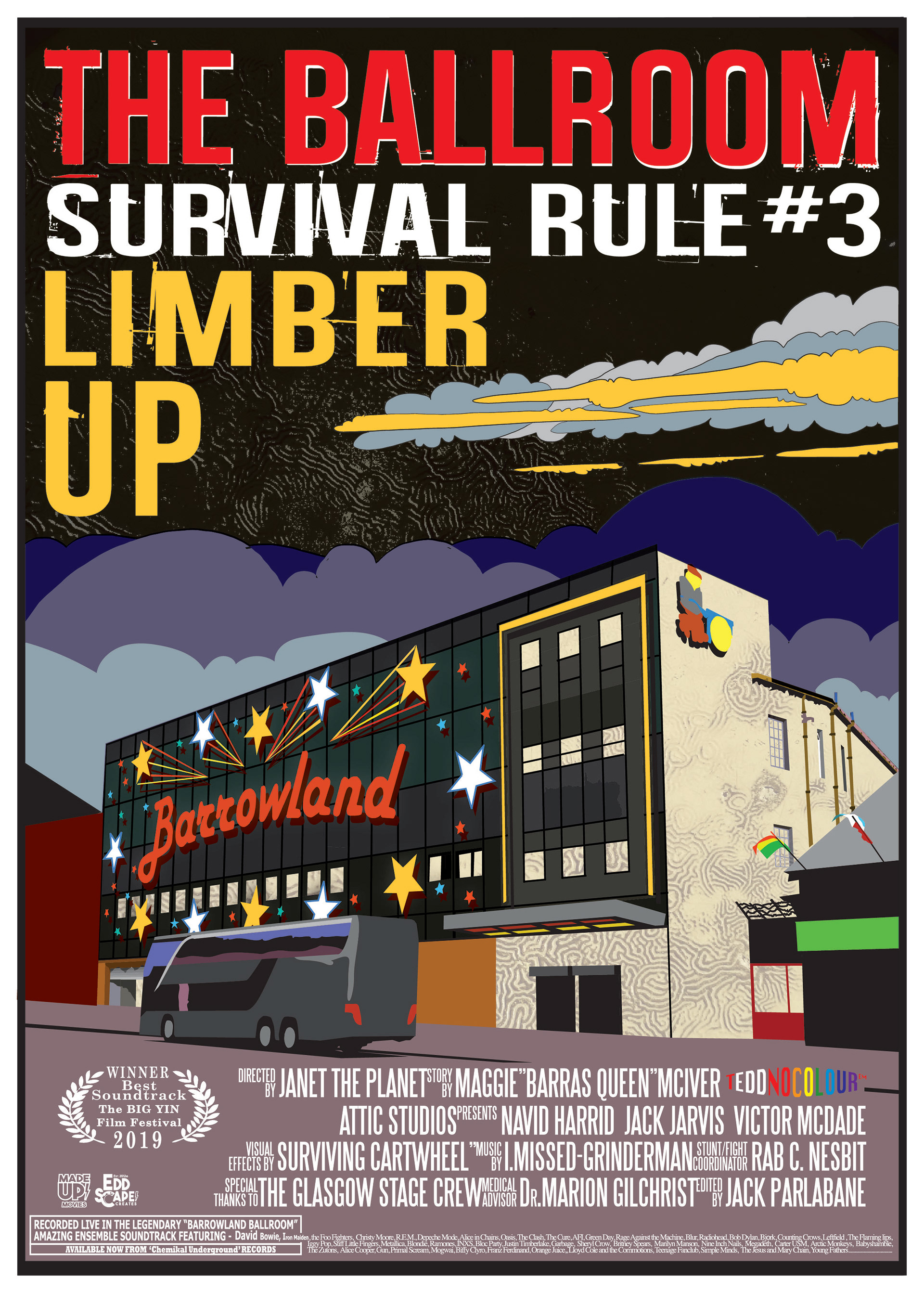 The Ballroom - Barrowland, Glasgow, Edinburgh, Scotland, Movie Poster Art, Giclee Print, Wall Art, made up movies, pop culture, local history, landmarks, Gig venue, live music, tour bus