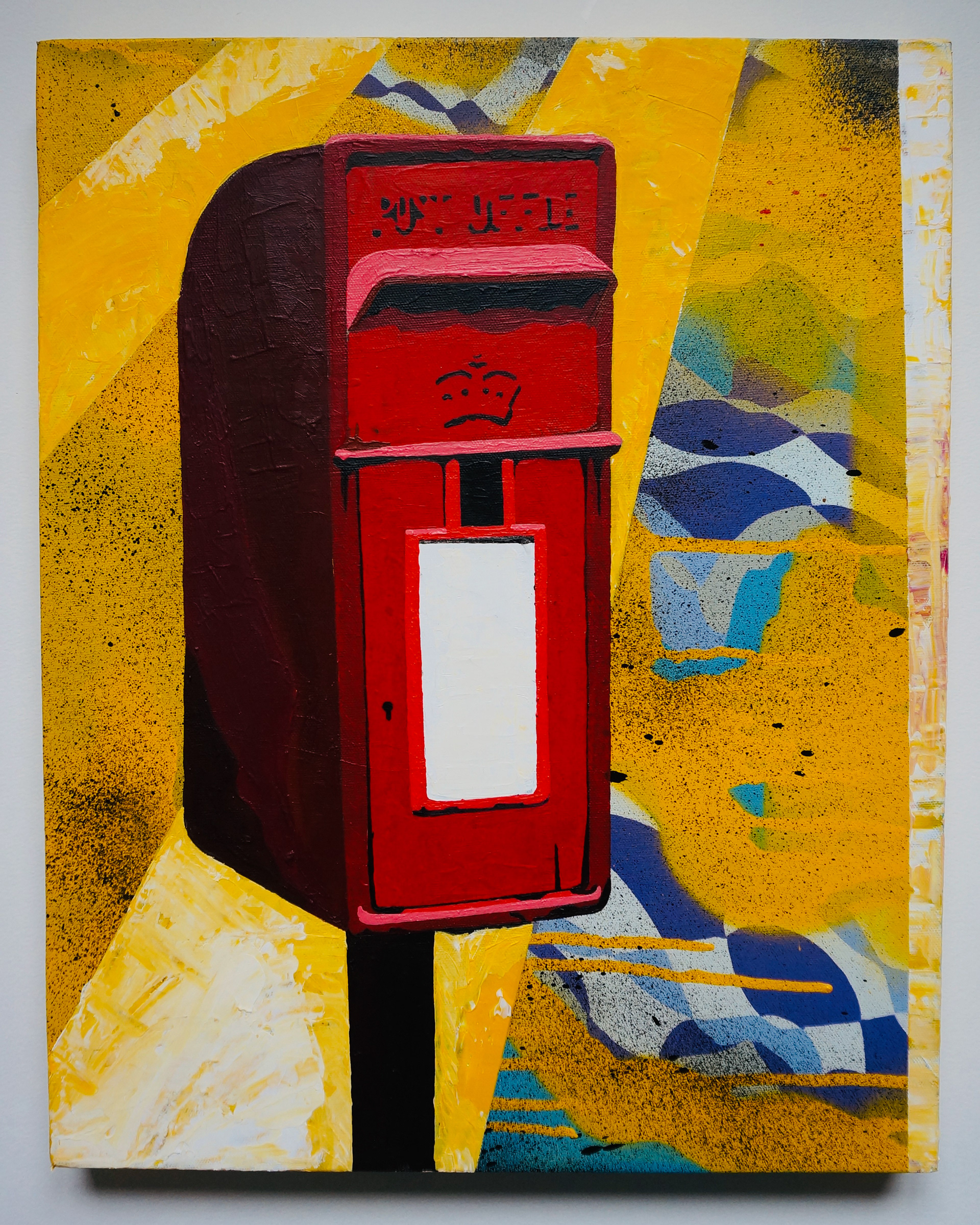 Classic On A Stick - post box, acrylic on canvas painting