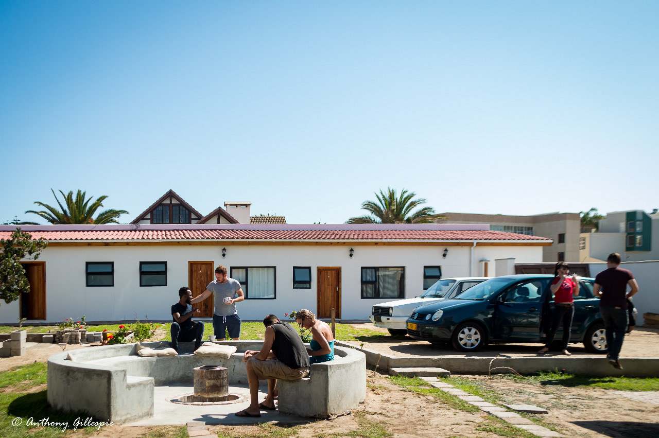 Guests and residents visiting in the circle.