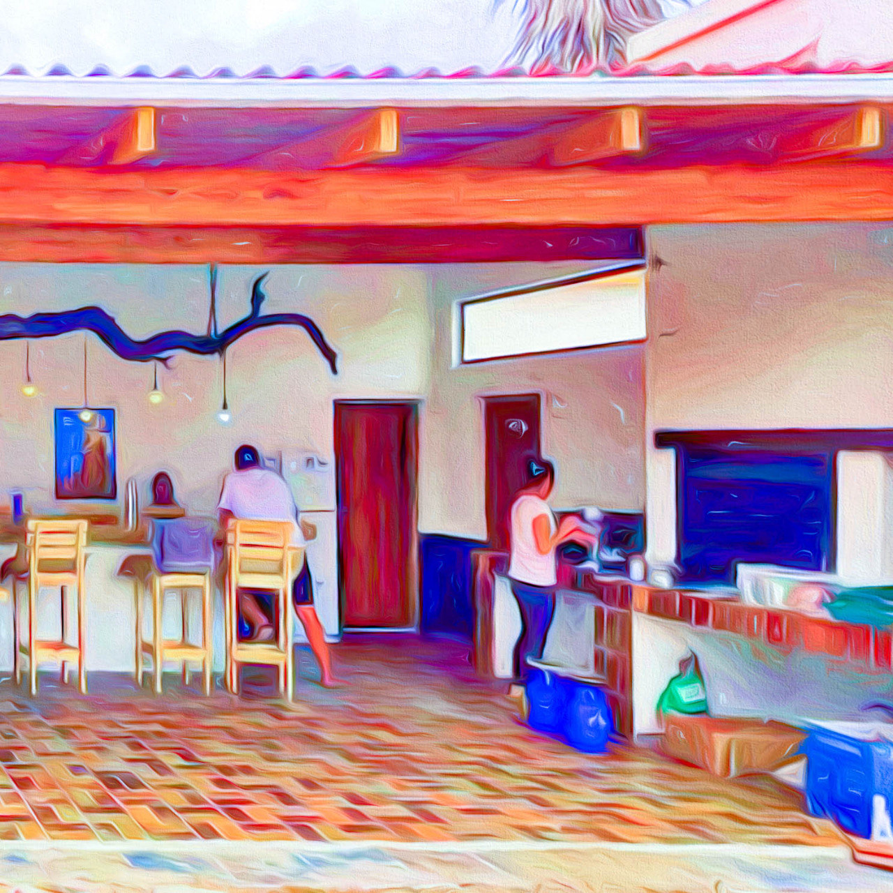 Post-processing and turning an old advertising image into an impressionistic artwork for advertising purposes.