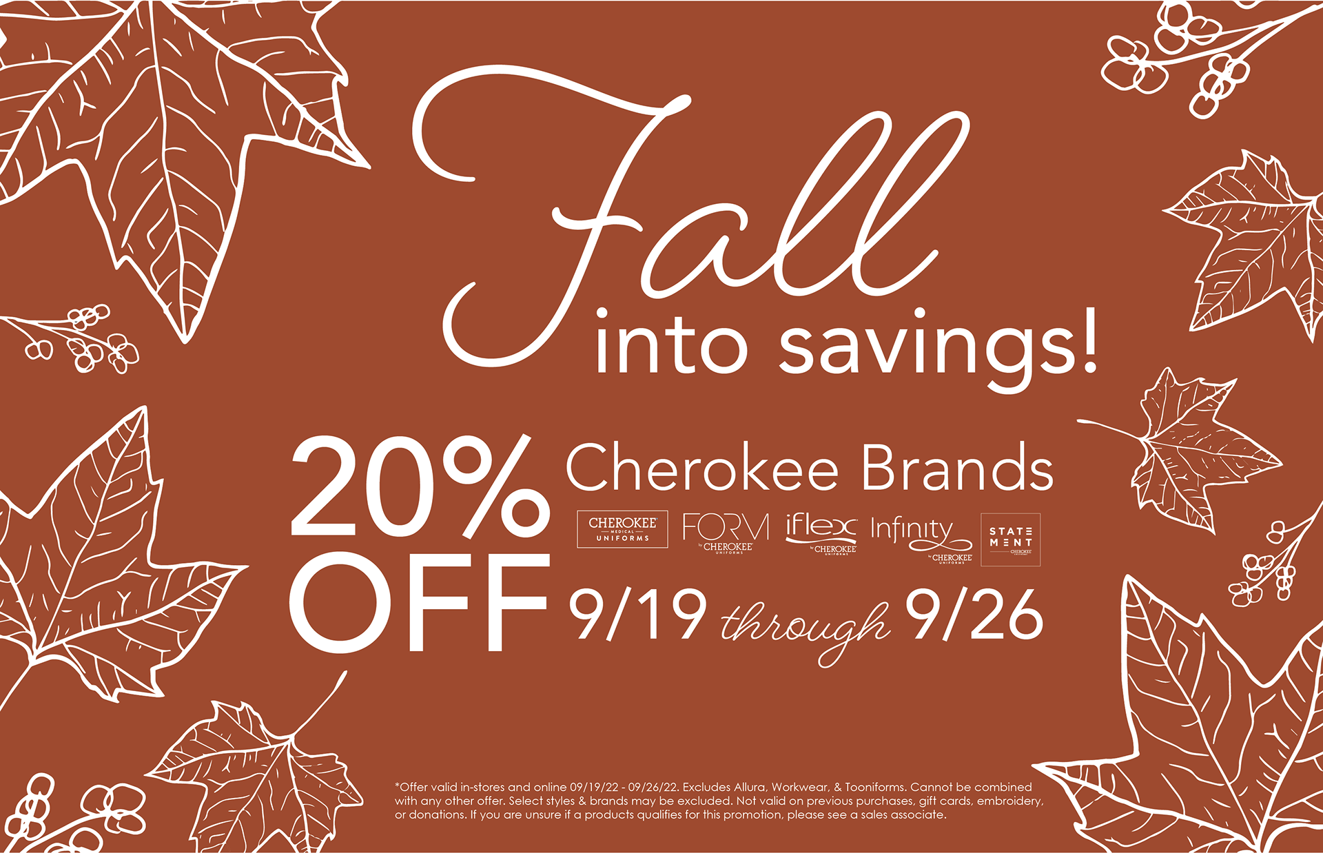 Fall Sale on Cherokee Brand MAP Sale Sign