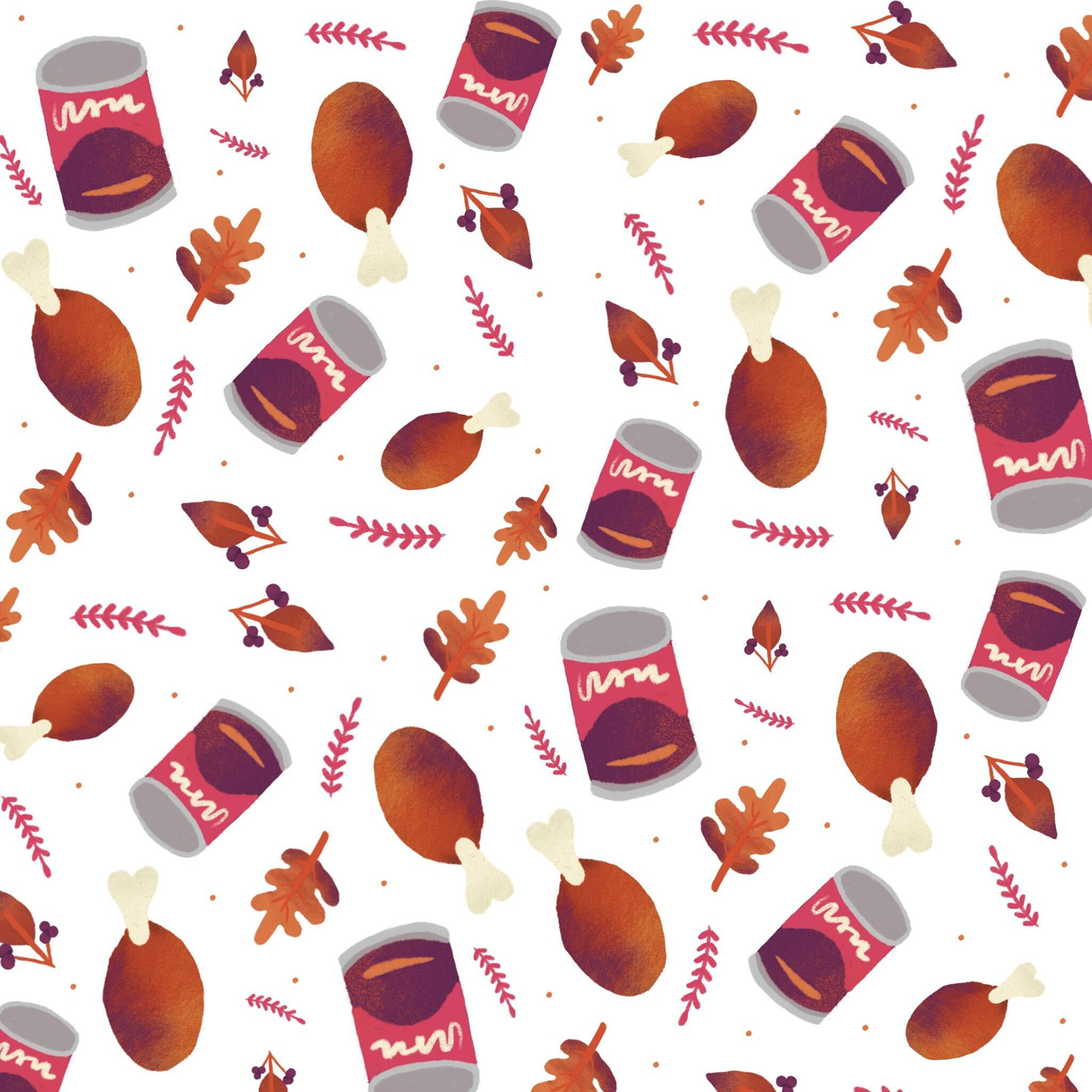 Food Drive Seamless Pattern Design. Made in Procreate.
