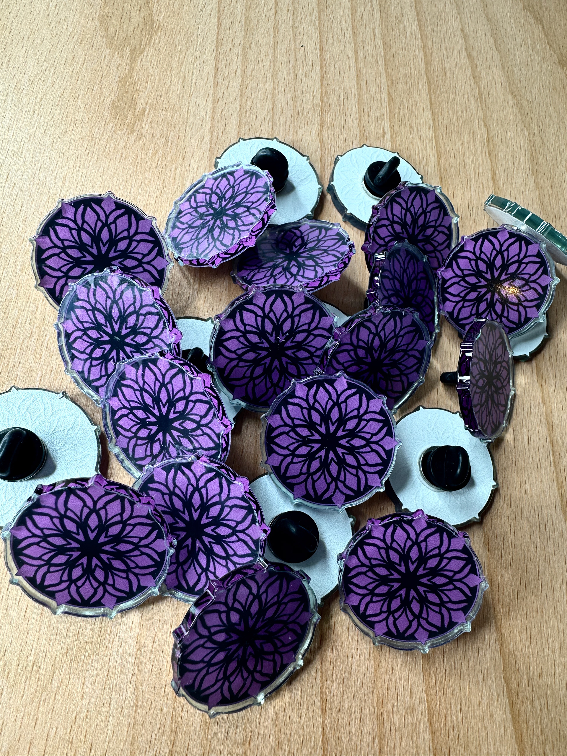 PURPLE MANDALA ACRYLIC PIN