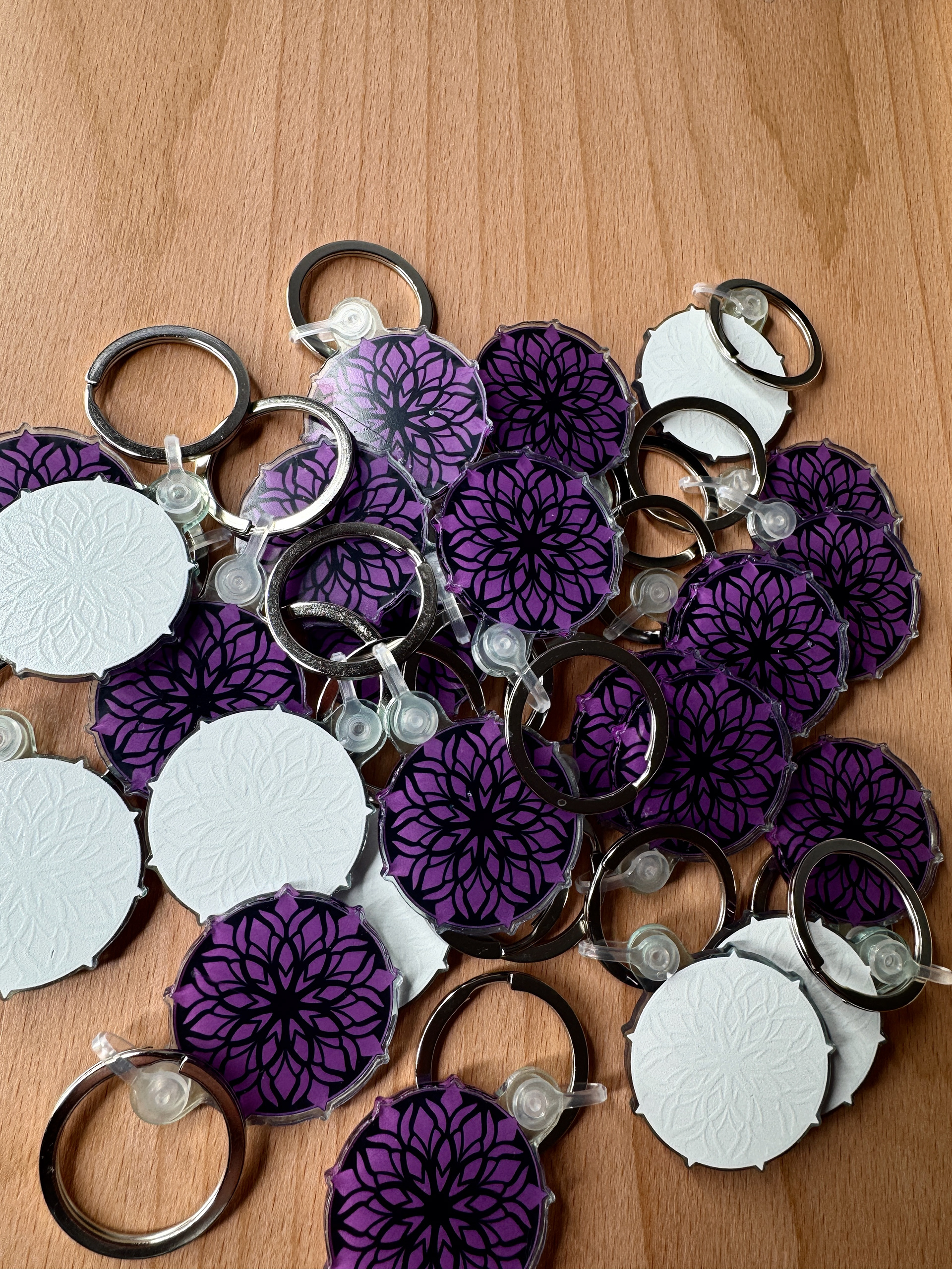 PURPLE MANDALA ACRYLIC KEYCHAIN