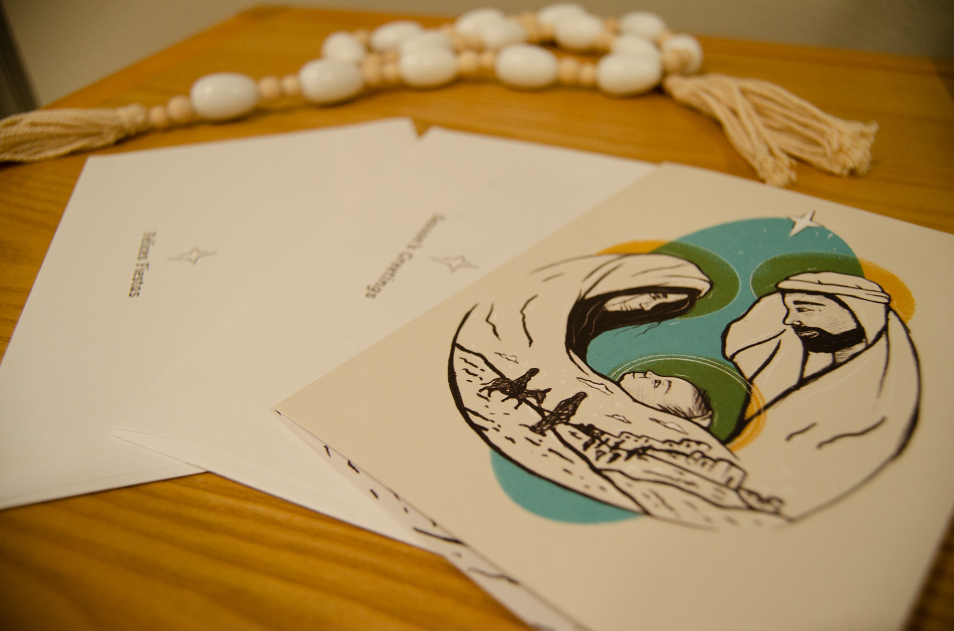 Another look at the front of card with the English and Spanish envelopes.