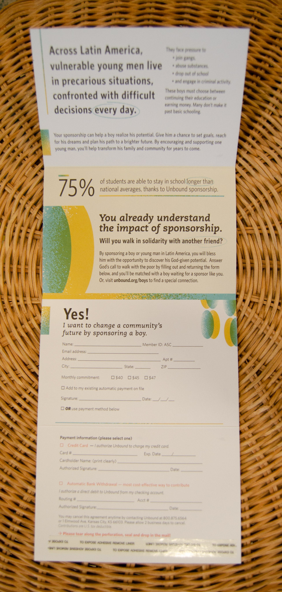 The mailer completely open to view the sponsorship form.