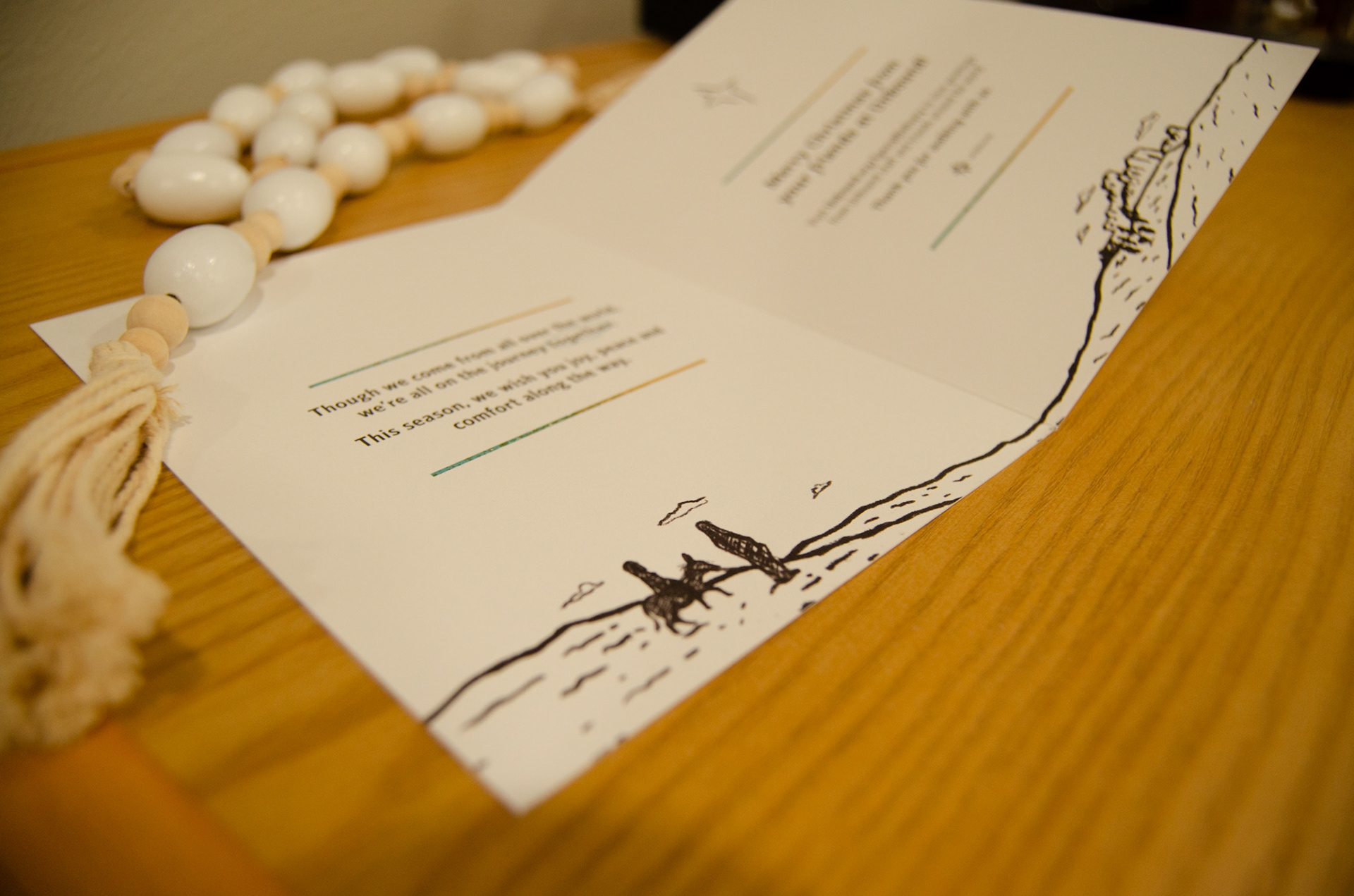 Upon opening, you see the inside messages and Mary and Joseph’s walk to Bethlehem.