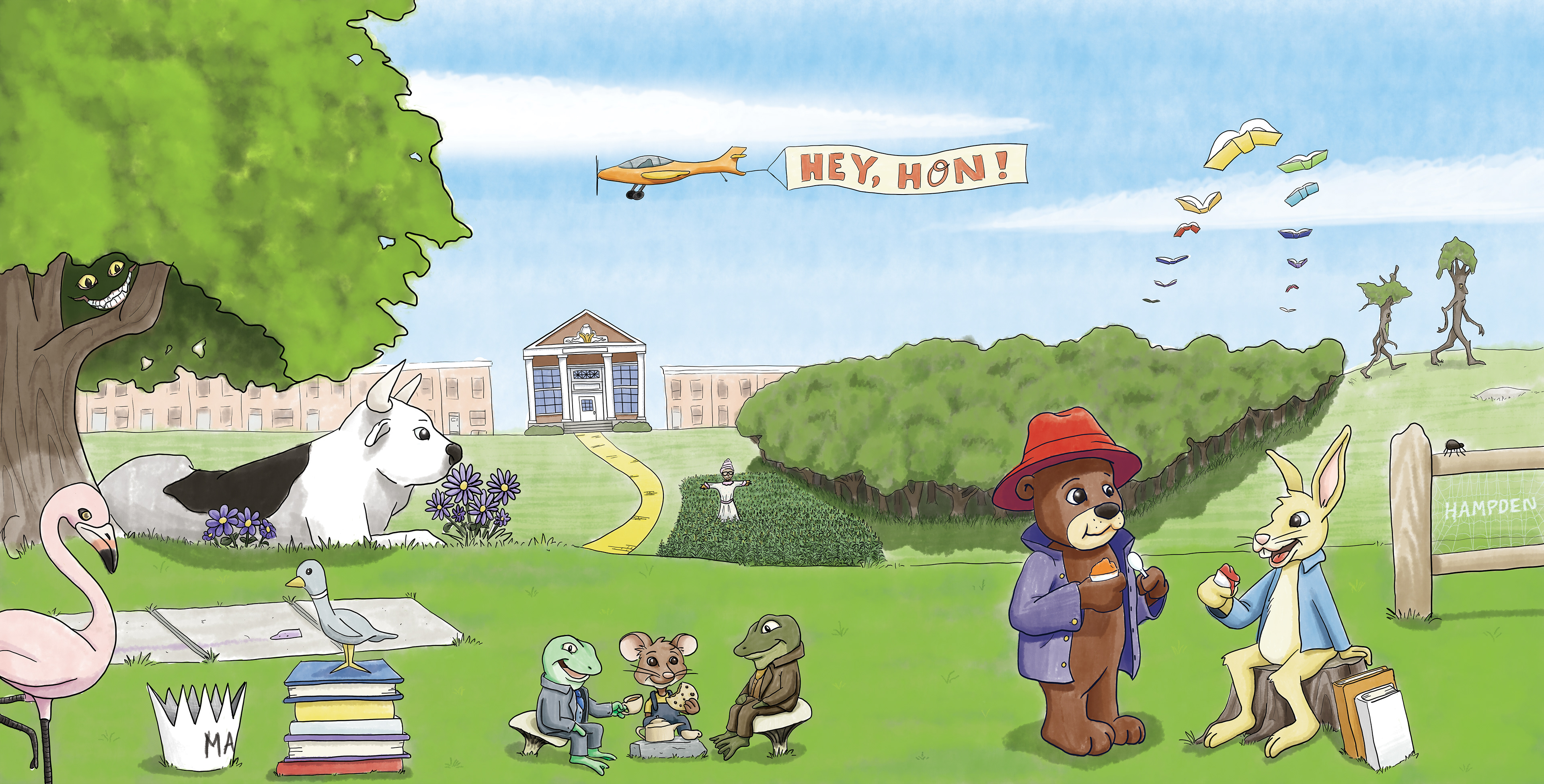 Digital illustration used for mural in the children's area of the Hampden Branch of the Enoch Pratt Free Library, 2021.