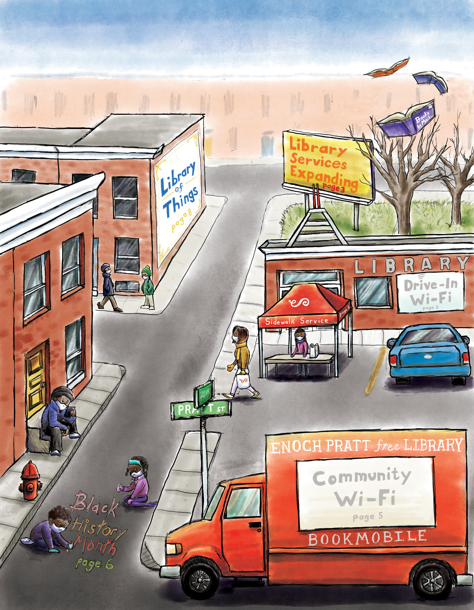 Digital illustration for cover of Compass magazine, 2021.
