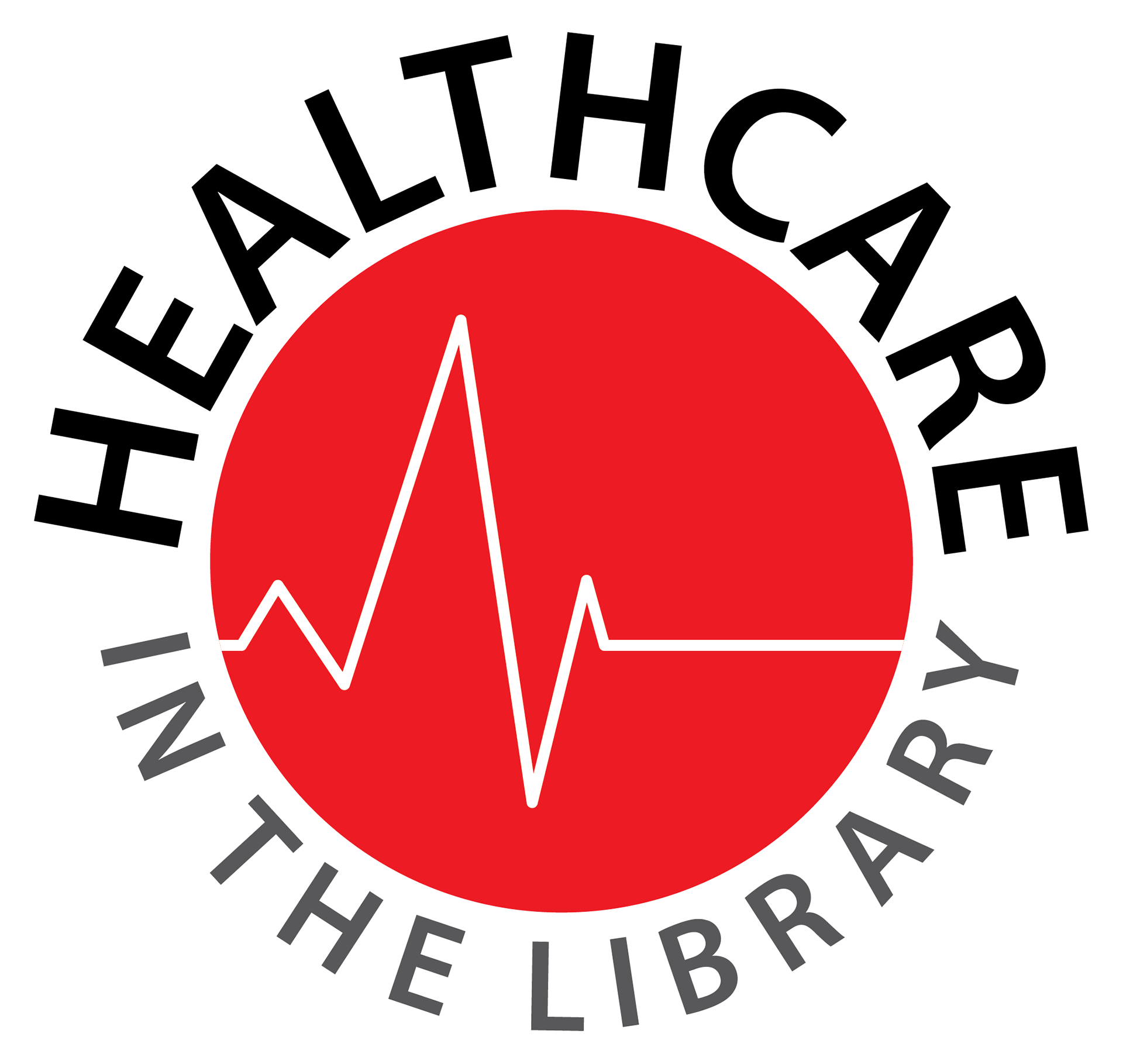 Logo design for Enoch Pratt Free Library's Healthcare in the Library social service, 2022.