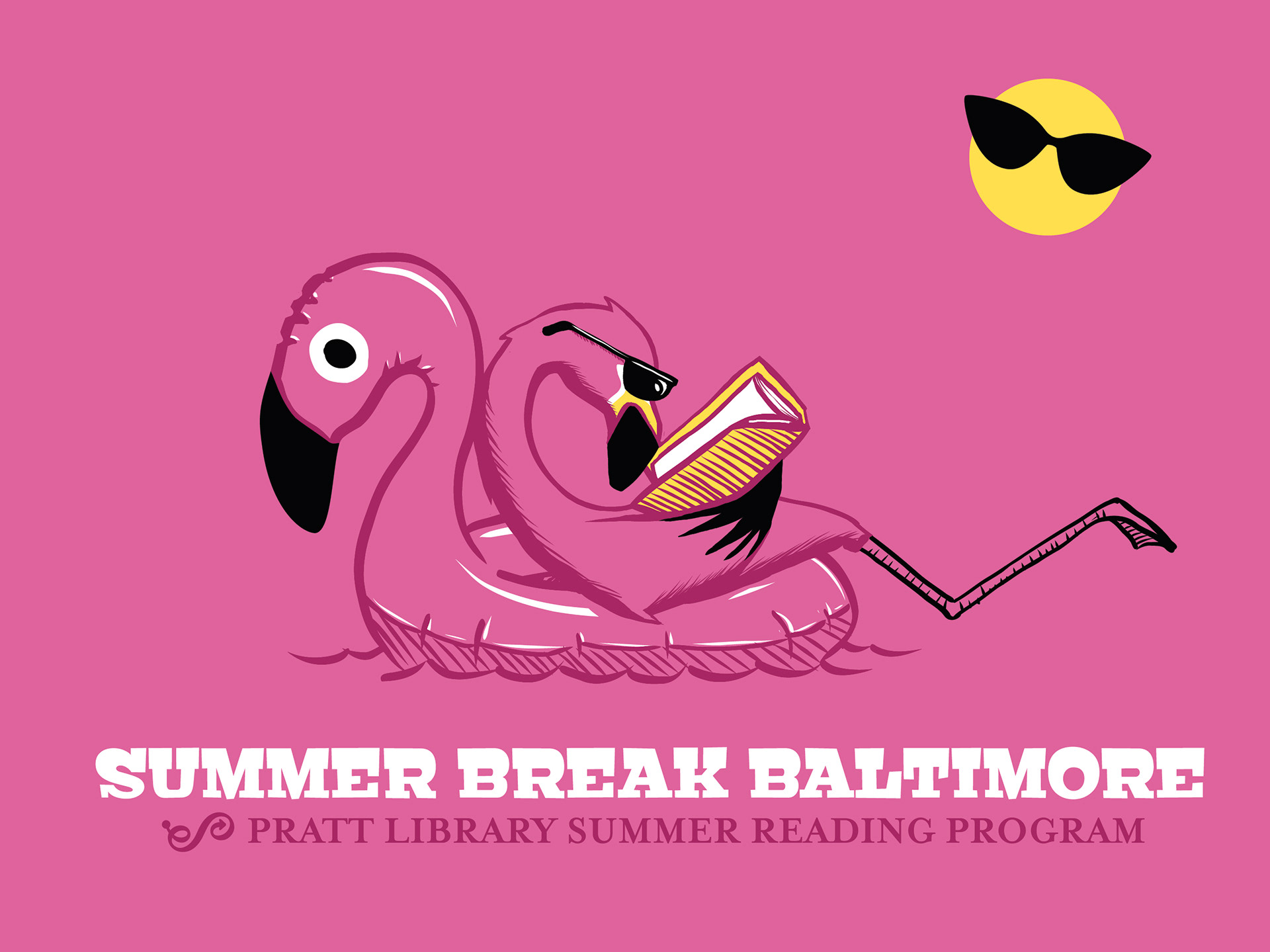  Vector illustration for Enoch Pratt Free Library's summer reading program t-shirt, 2025.