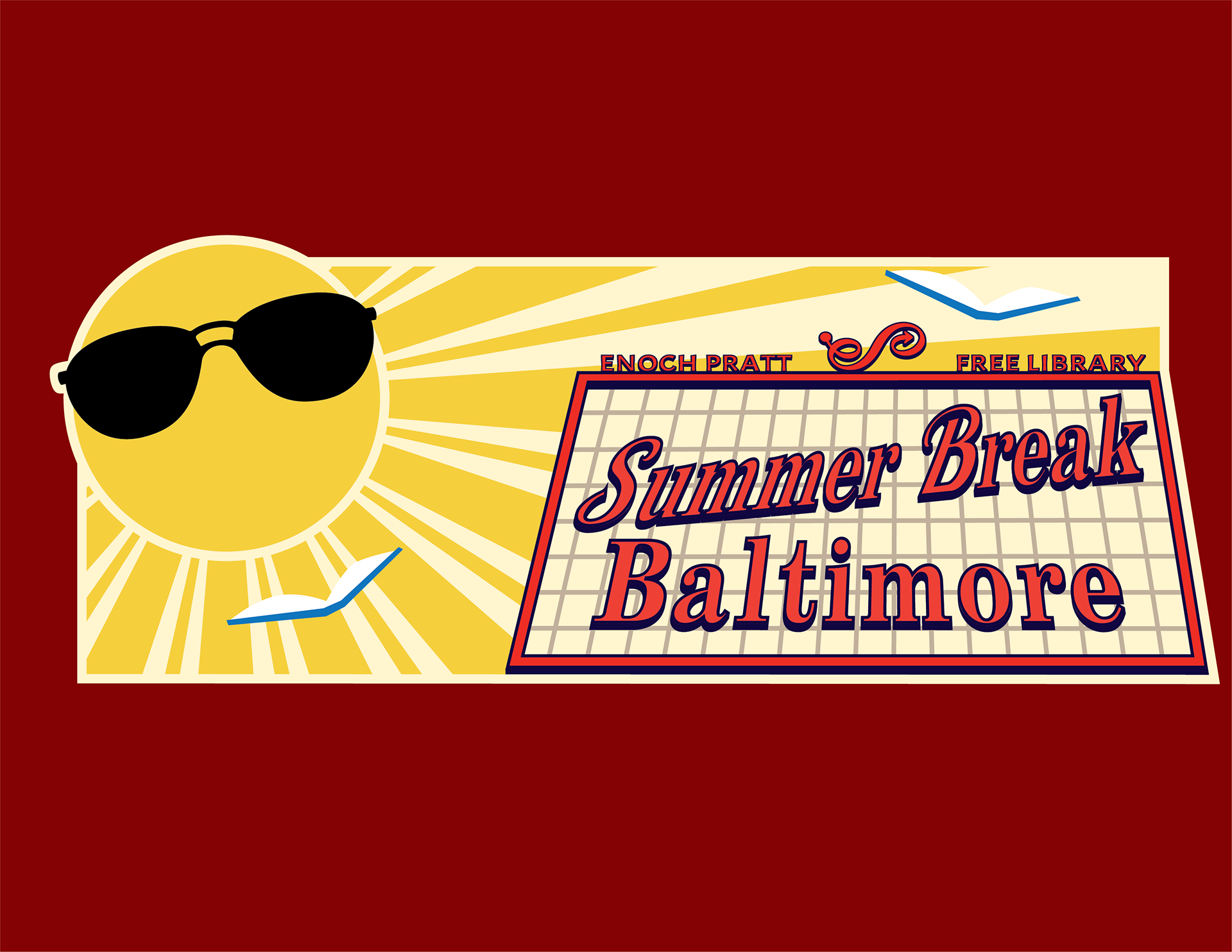 Vector illustration for Enoch Pratt Free Library's summer reading program t-shirt, 2022.
