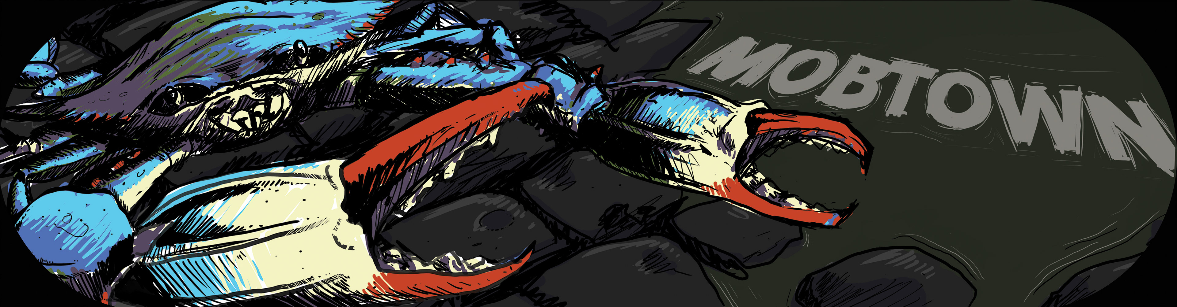 Digital illustration for skateboard deck, 2017.